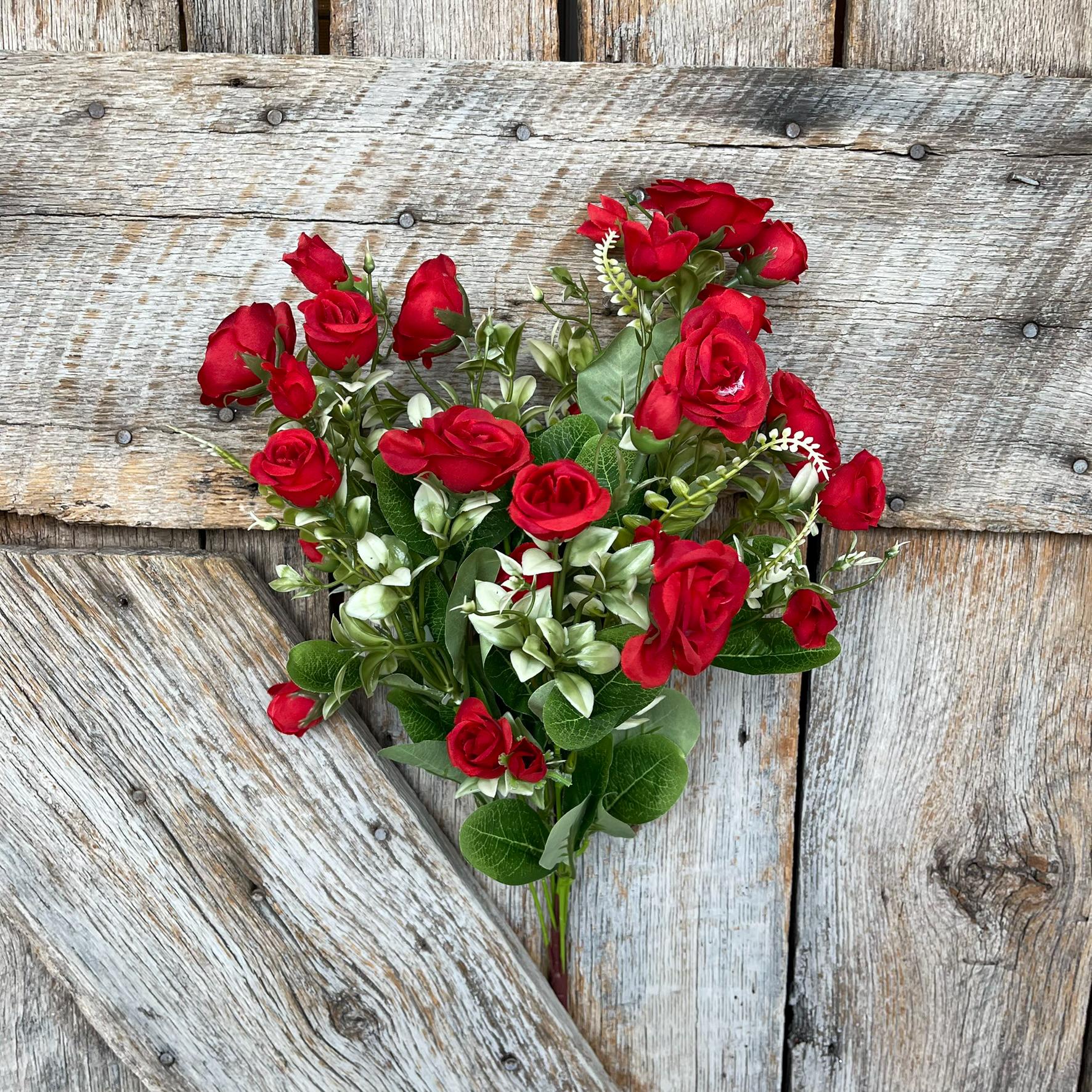 22" Red Rose Bush, Artificial Rose Bush, Red Roses, Red Rose Buds, Wreath Supply, Floral Supply, REd Roses, Valentine Bush