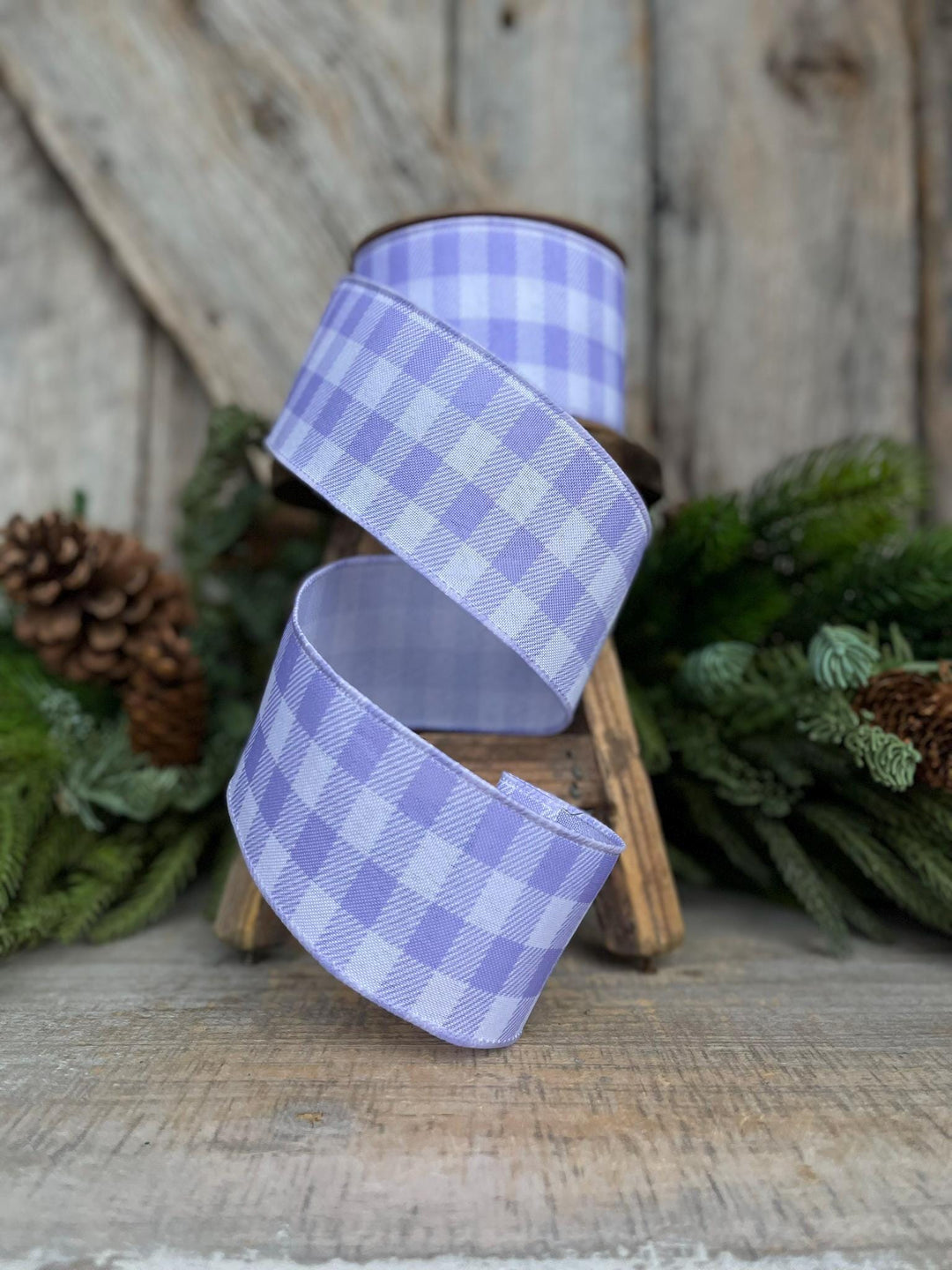 2.5" Lavender Checks Ribbon, Easter Ribbon