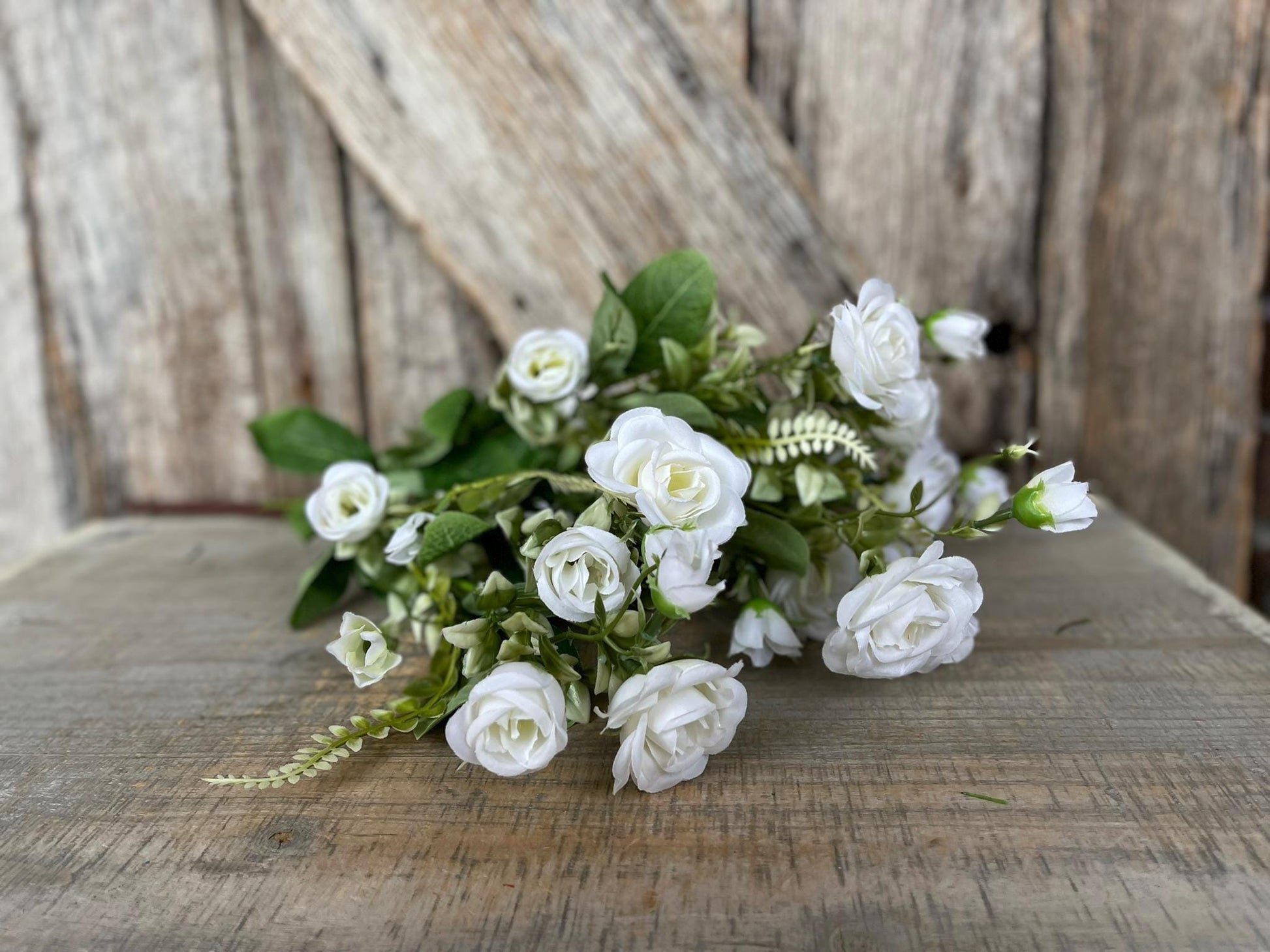 22" White Rose Bush, Artificial Rose Bush, White Roses, White Rose Buds, Wreath Supply, Floral Supply, White Roses, Valentine Bush