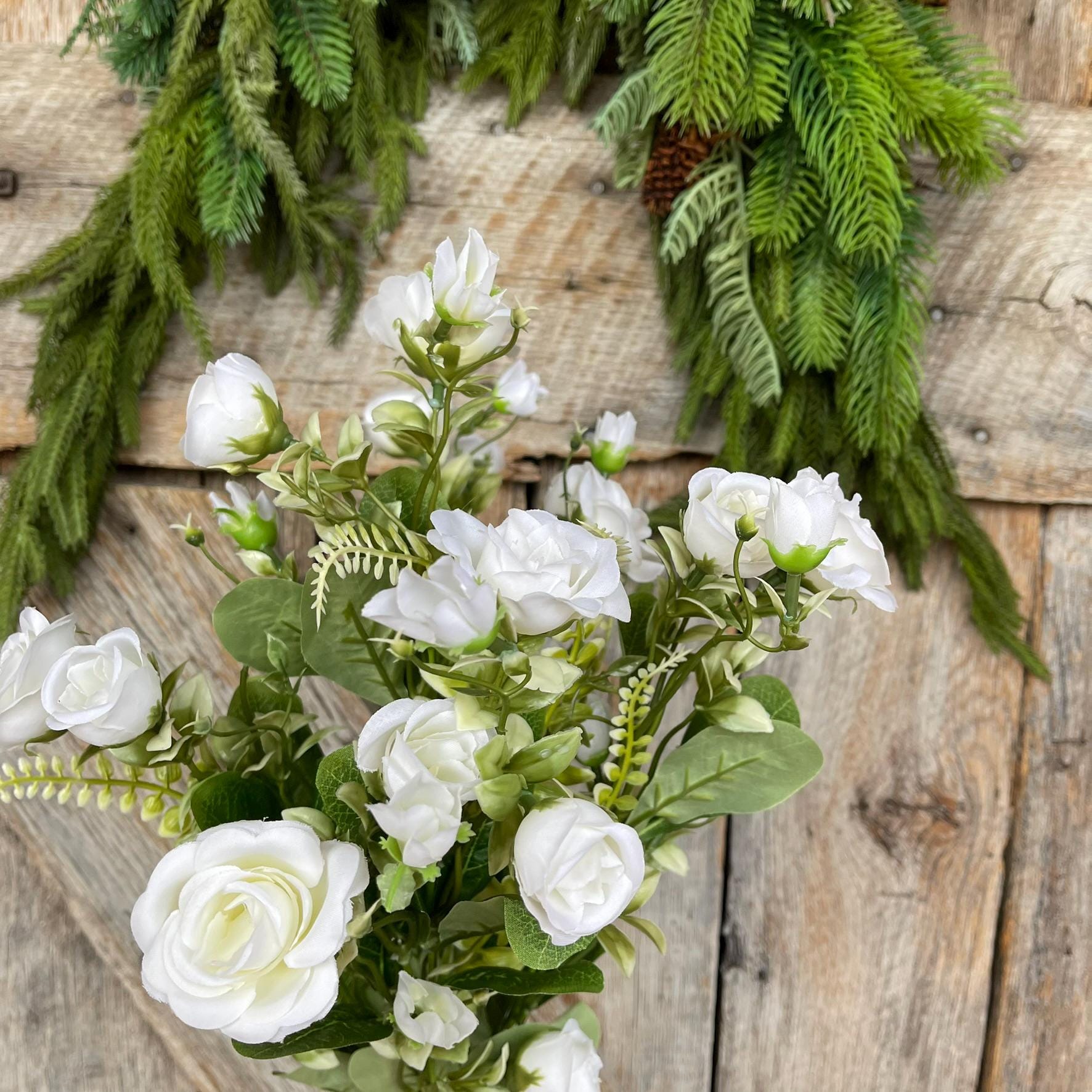 22" White Rose Bush, Artificial Rose Bush, White Roses, White Rose Buds, Wreath Supply, Floral Supply, White Roses, Valentine Bush