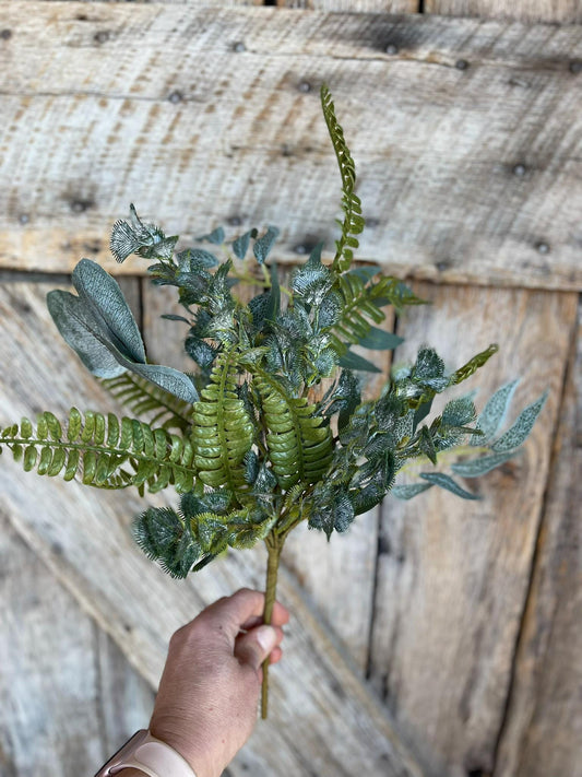 20" Fern Greenery Bush, Eucalyptus Fern Bush, Artificial Greenery Bush