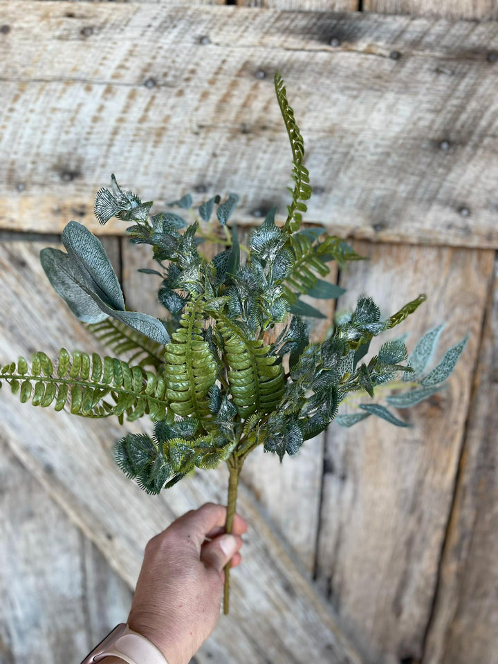 20" Fern Greenery Bush, Eucalyptus Fern Bush, Artificial Greenery Bush