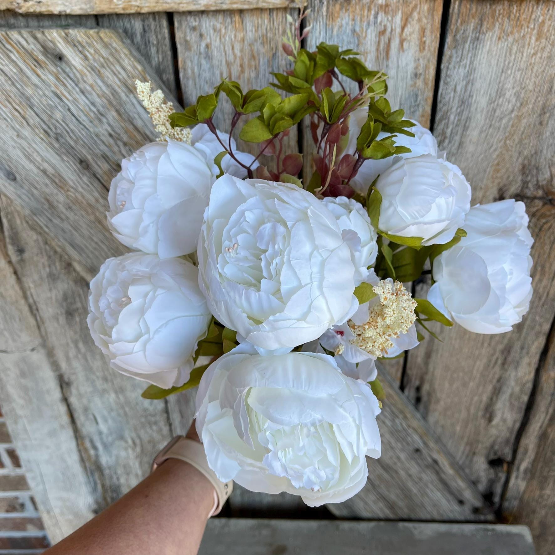 White Peony Bush, Spring Peonies, Artificial Peony, Wedding Peony Bush, Spring Flowers, Fake Flowers, Wreath Supply, Craft Supply, 63220-CR