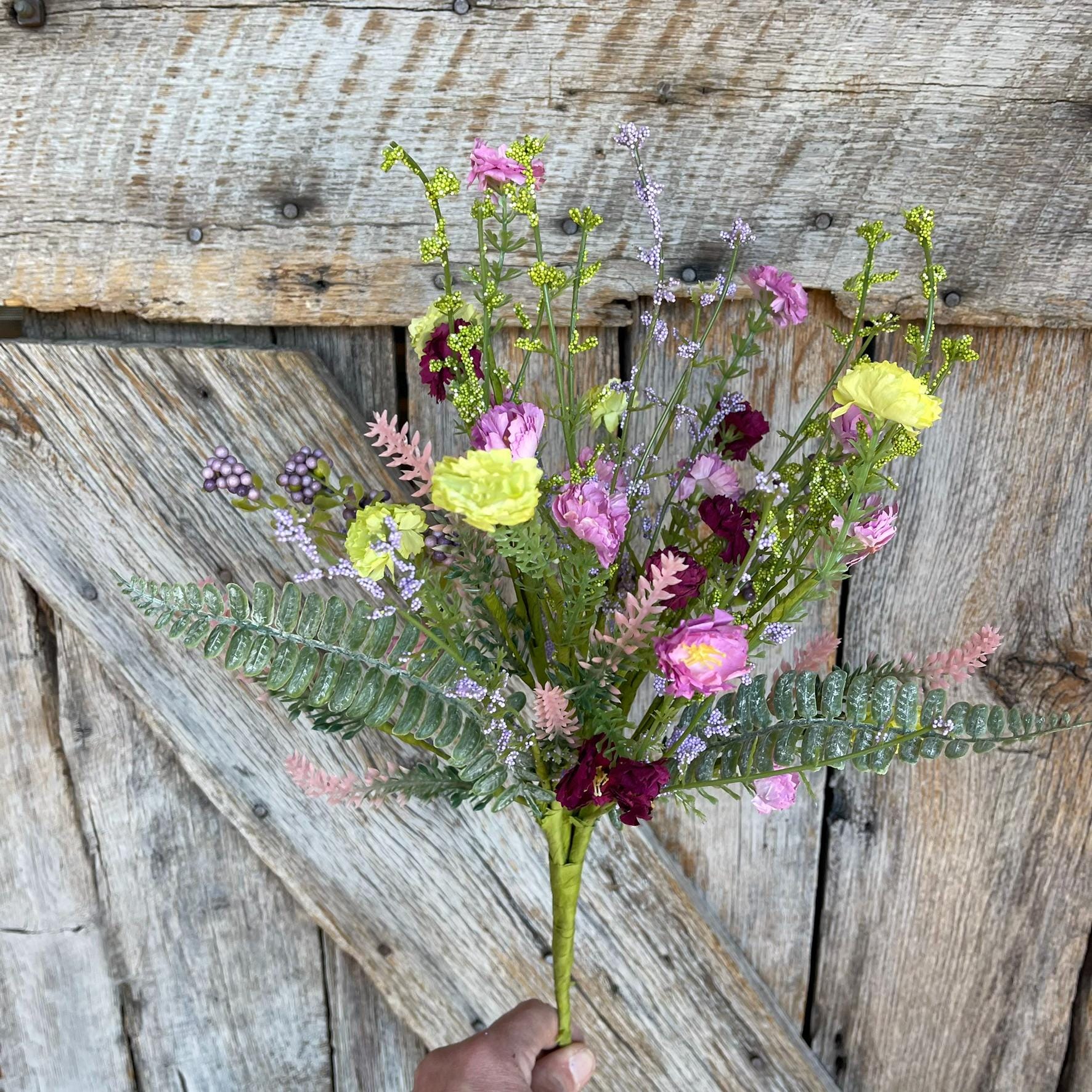 20" Lavender Purpel Mixed Wild Flower Bush, Floral Filler Spray, Spring Florals, Artificial Floral Spray, Wreath Supply, 64847-LVPUGN