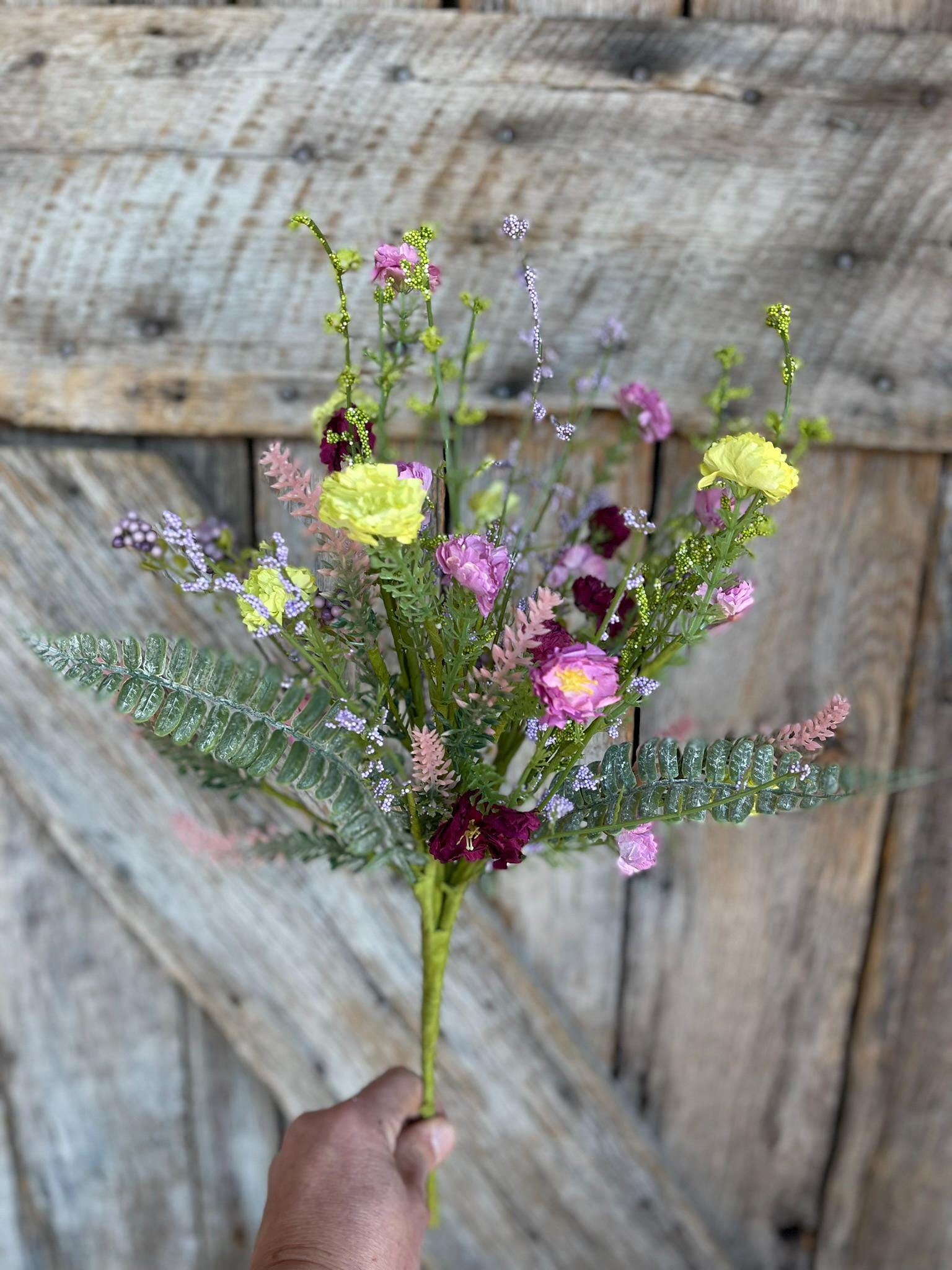 20" Lavender Purpel Mixed Wild Flower Bush, Floral Filler Spray, Spring Florals, Artificial Floral Spray, Wreath Supply, 64847-LVPUGN