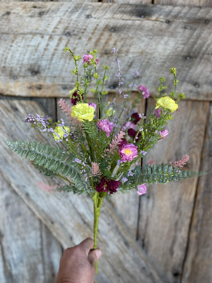 20" Lavender Purpel Mixed Wild Flower Bush, Floral Filler Spray, Spring Florals