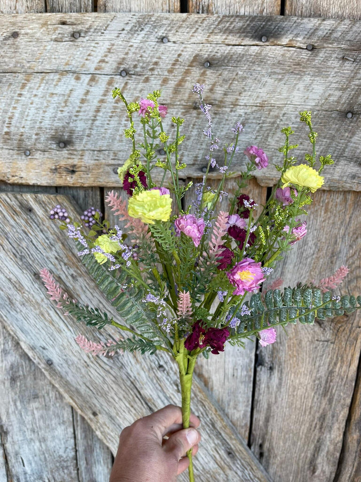 20" Lavender Purpel Mixed Wild Flower Bush, Floral Filler Spray, Spring Florals