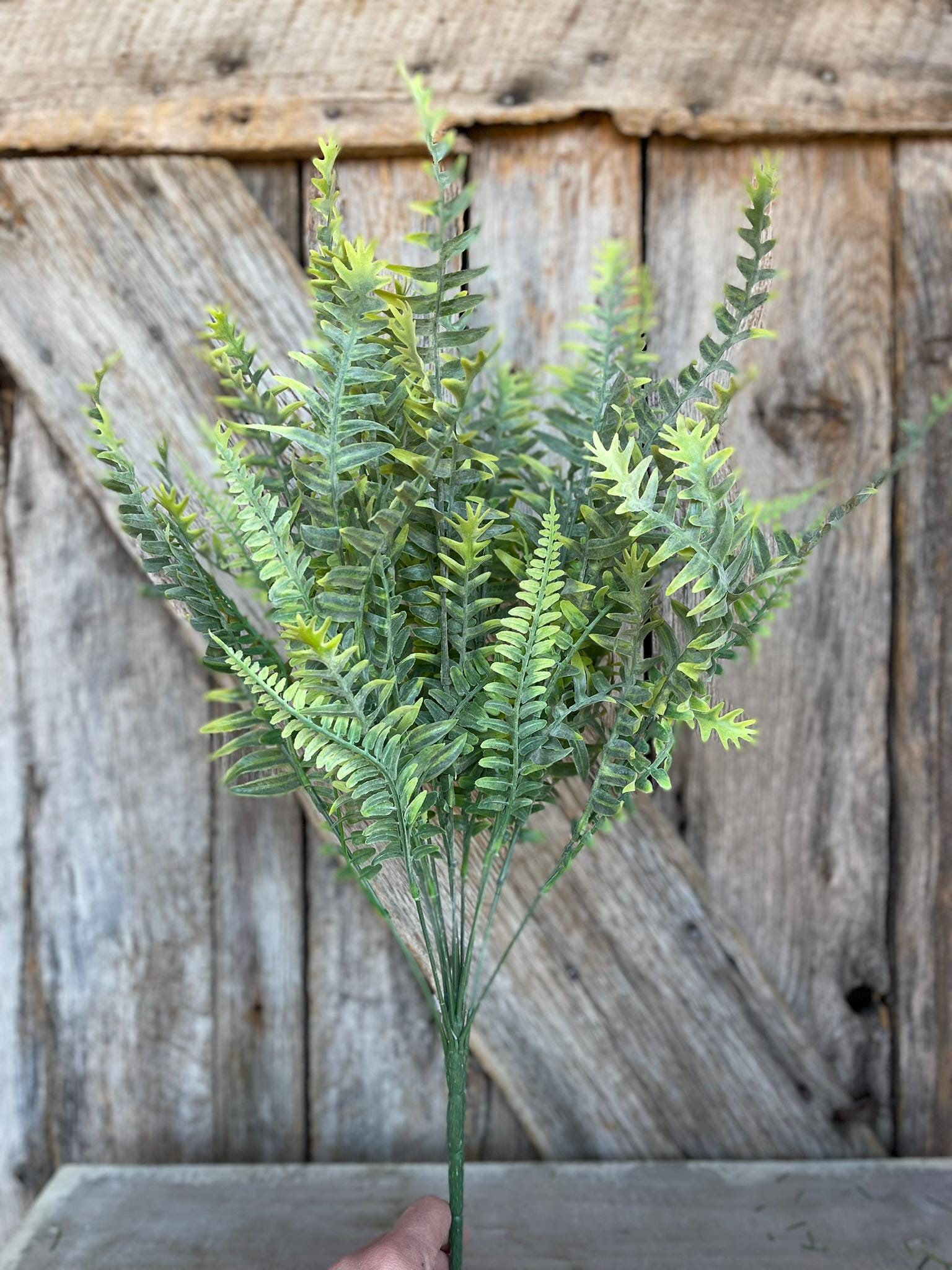 23" Frosted Fern Bush, Artificial Greenery Bush, Spring Fern BUsh