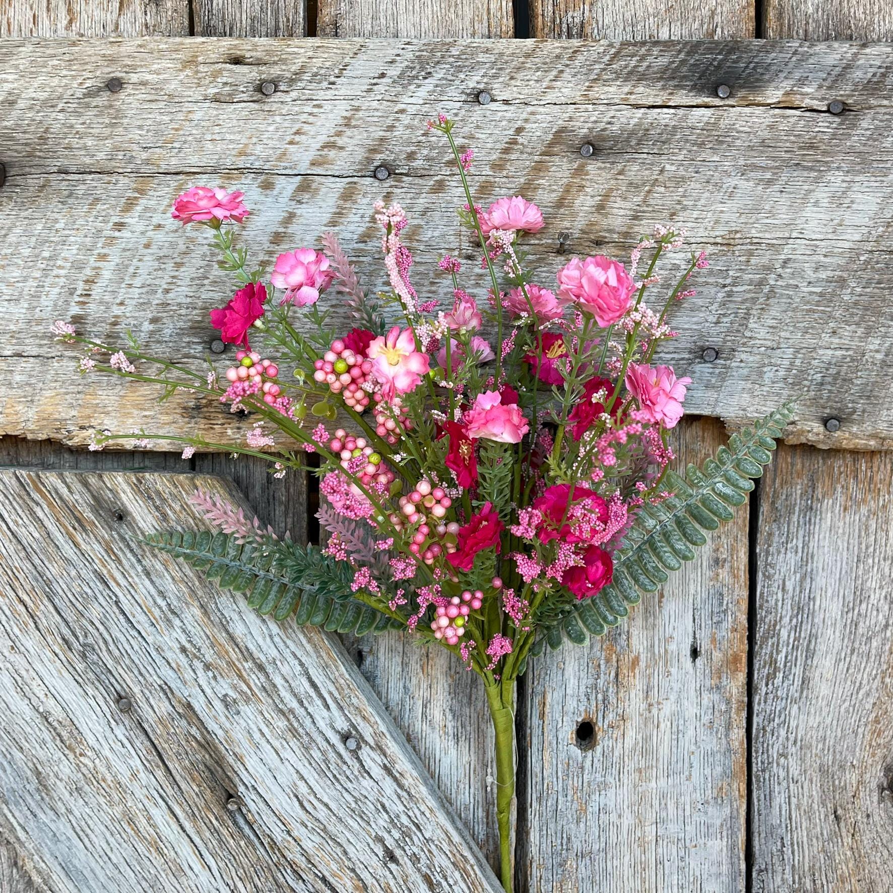 20" Pink Mixed Wild Flower Bush, Floral Filler Spray, Spring Florals, Artificial Floral Spray, Wreath Supply, Floral Supply, 64847-PKBTY