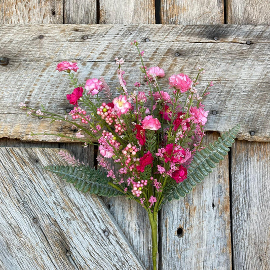 20" Pink Mixed Wild Flower Bush, Floral Filler Spray, Spring Florals, Artificial Floral Spray, Wreath Supply, Floral Supply, 64847-PKBTY