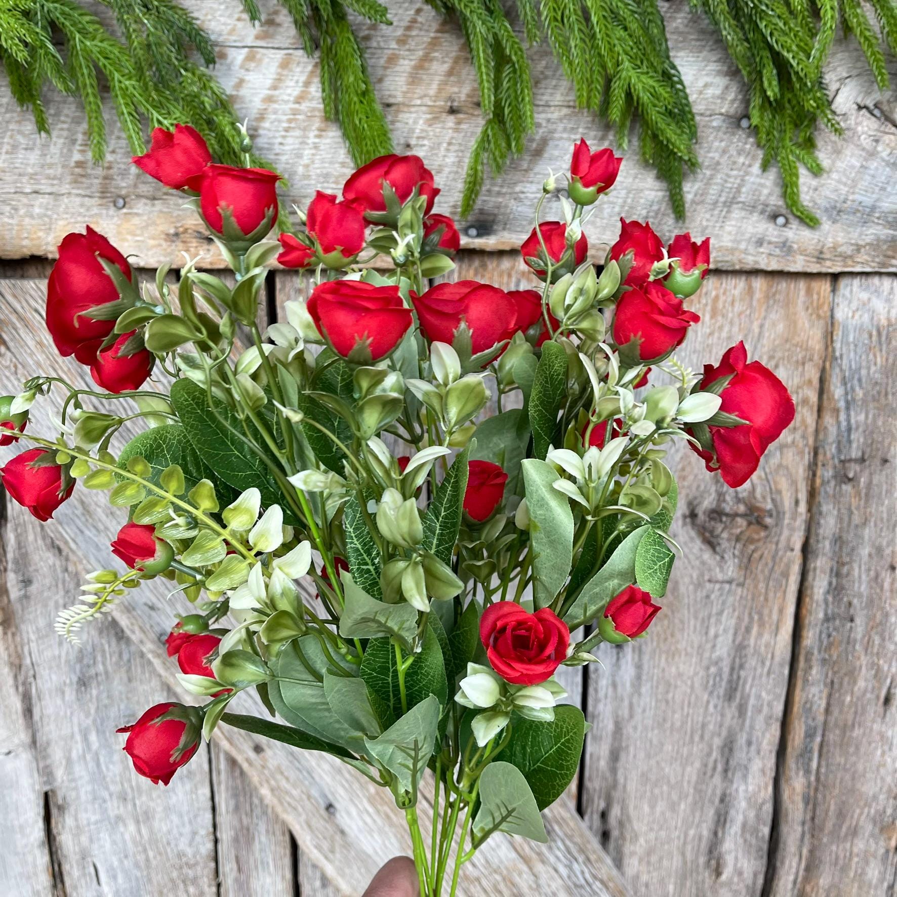 22" Red Rose Bush, Artificial Rose Bush, Red Roses, Red Rose Buds, Wreath Supply, Floral Supply, REd Roses, Valentine Bush