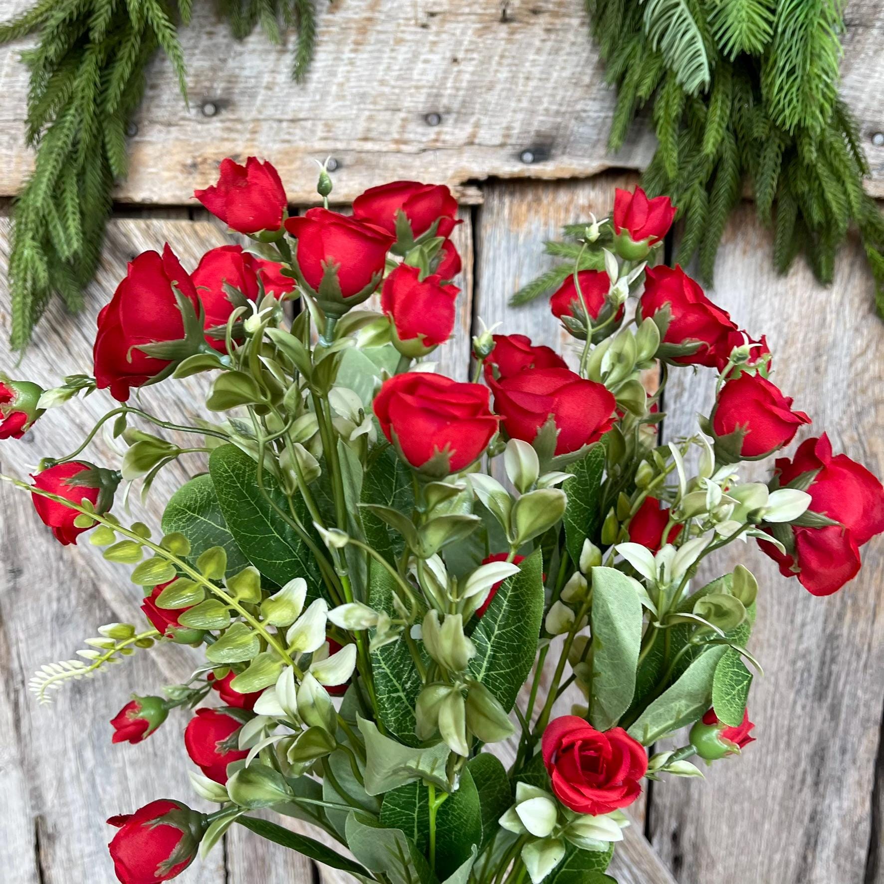 22" Red Rose Bush, Artificial Rose Bush, Red Roses, Red Rose Buds, Wreath Supply, Floral Supply, REd Roses, Valentine Bush