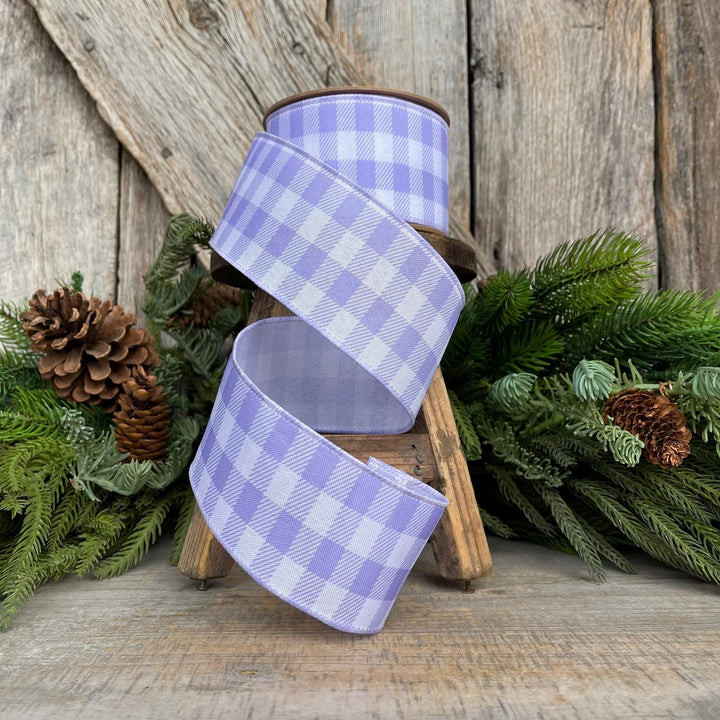 2.5" Lavender Checks Ribbon, Easter Ribbon