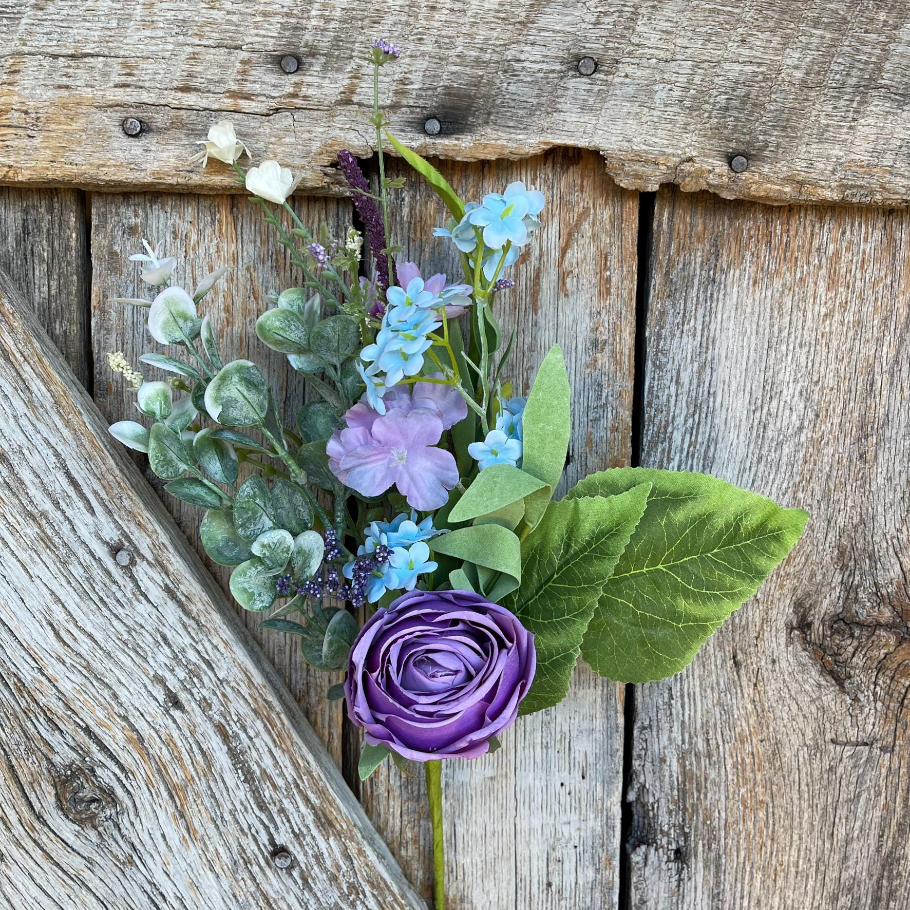 16' Lavender Blue Rose Floral Pick, Artificial Florals, Spring Floral Spray, Lavender Blue Florals, Wreath Supply, Floral Supply, 40221