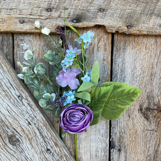 16' Lavender Blue Rose Floral Pick, Artificial Florals, Spring Floral Spray