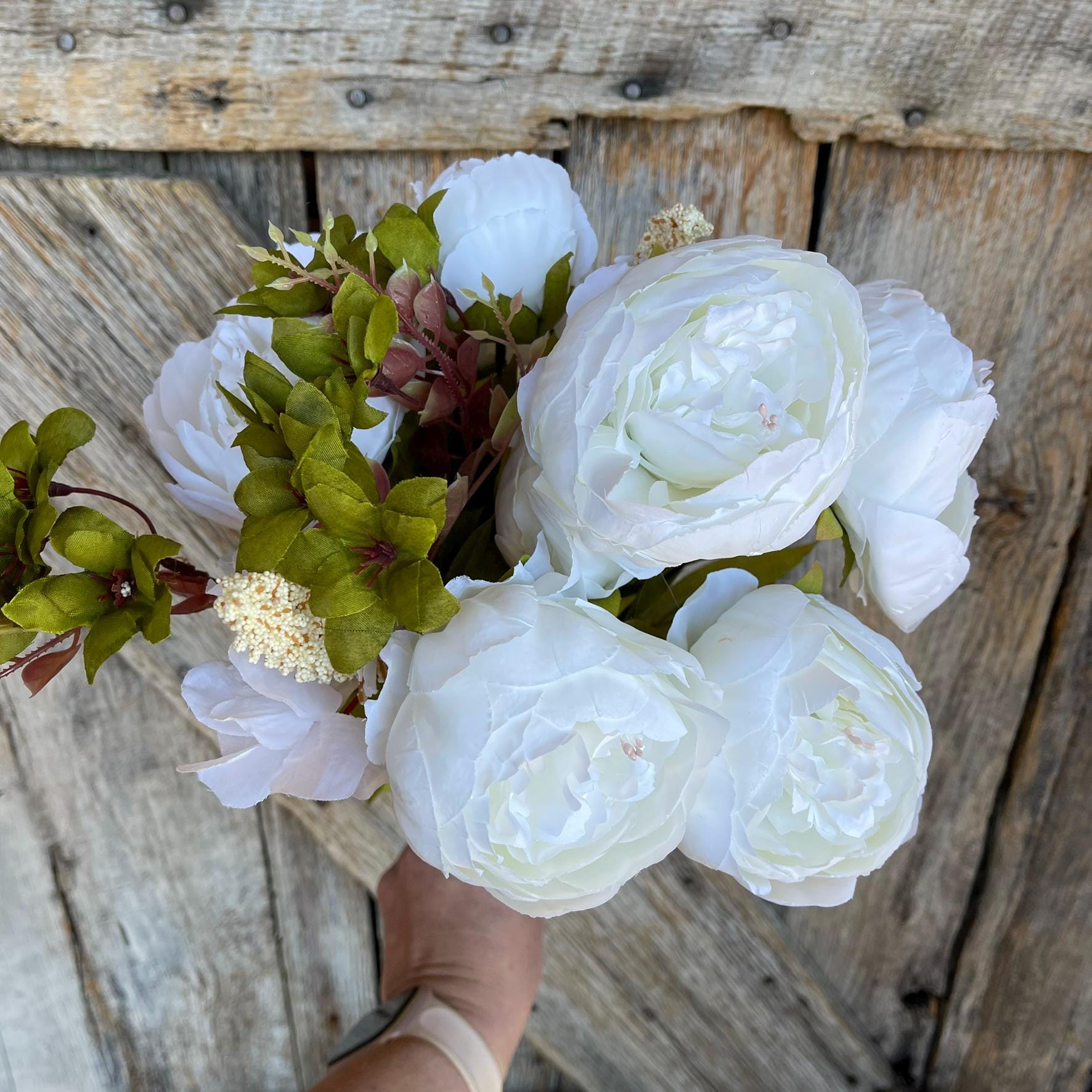 White Peony Bush, Spring Peonies, Artificial Peony, Wedding Peony Bush, Spring Flowers, Fake Flowers, Wreath Supply, Craft Supply, 63220-CR