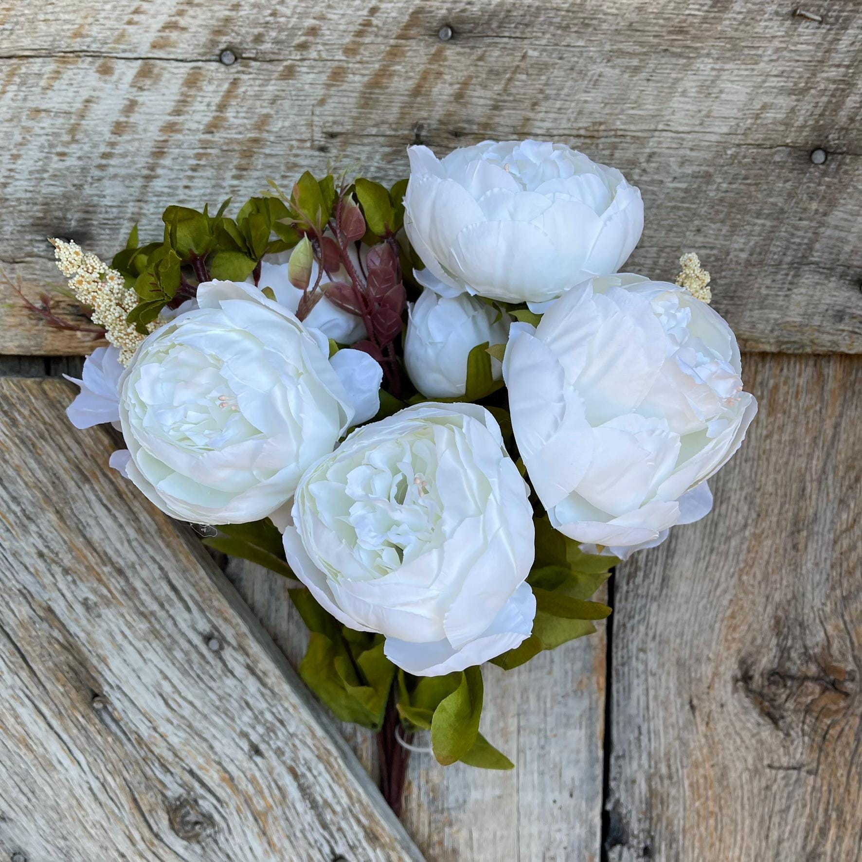 White Peony Bush, Spring Peonies, Artificial Peony, Wedding Peony Bush, Spring Flowers, Fake Flowers, Wreath Supply, Craft Supply, 63220-CR