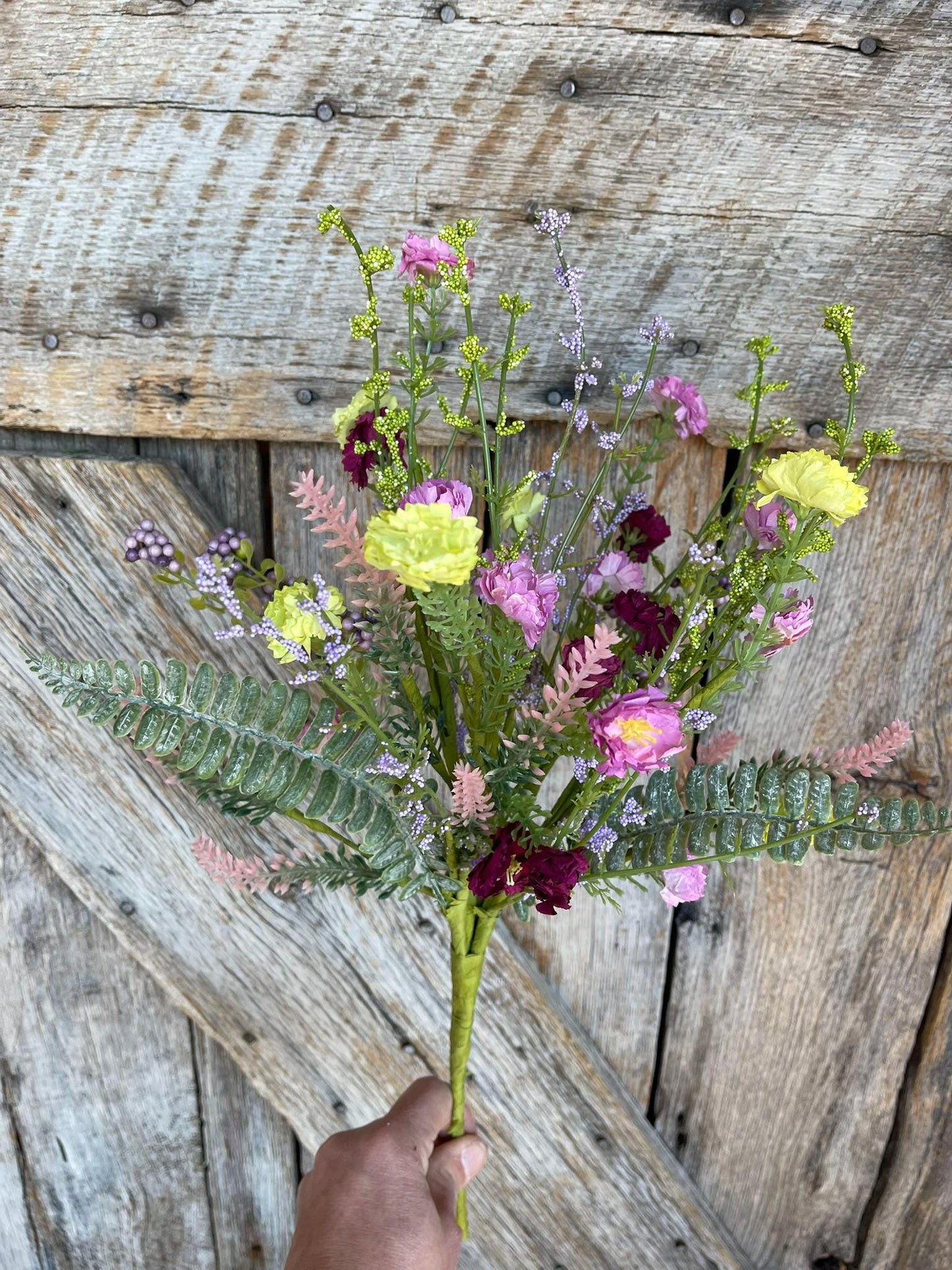 20" Lavender Purpel Mixed Wild Flower Bush, Floral Filler Spray, Spring Florals, Artificial Floral Spray, Wreath Supply, 64847-LVPUGN