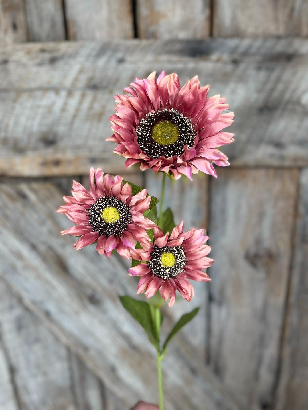 28" Mauve Pink Sunflower Stem, Artificial Sunflower Bush, Pink Sunflowers