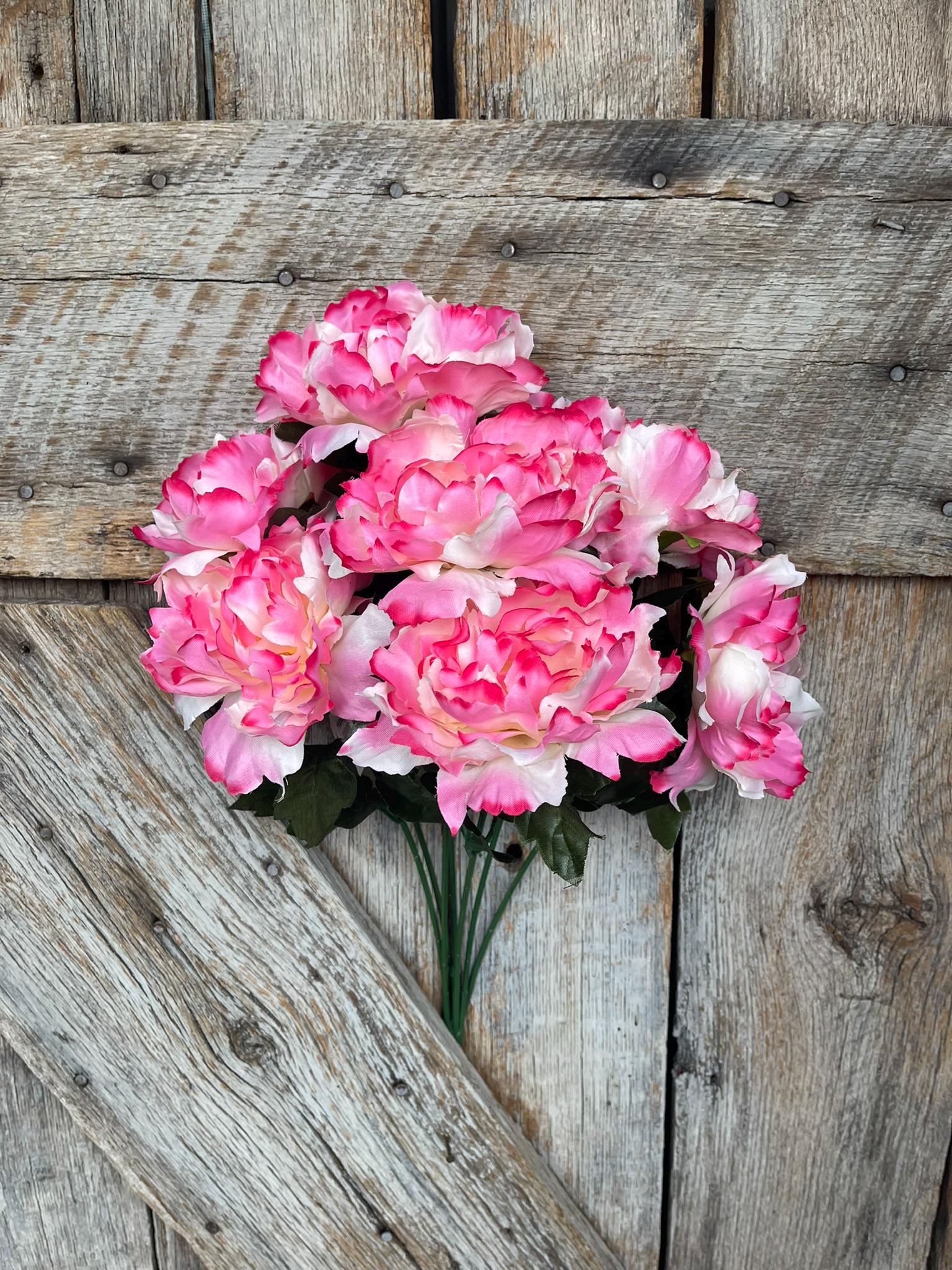 22" Pink Cream Peony Bush, Pink Floral Bush, Artificial Pink Florals, Large Peony Bush, Hot Pink Florals, Wedding Decor, 55935