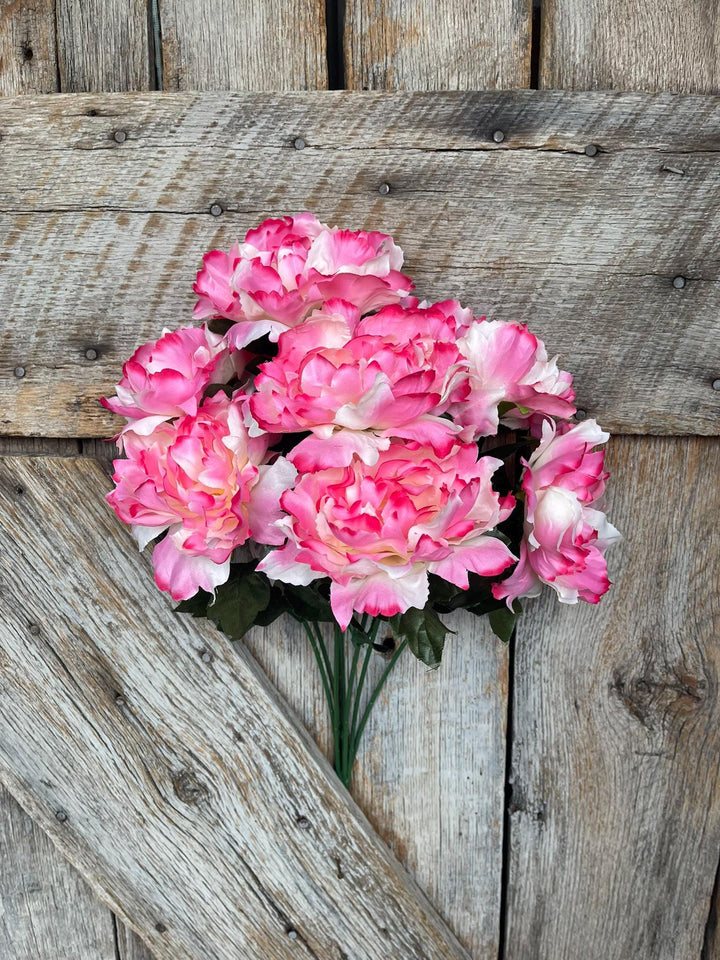 22" Pink Cream Peony Bush, Pink Floral Bush, Artificial Pink Florals