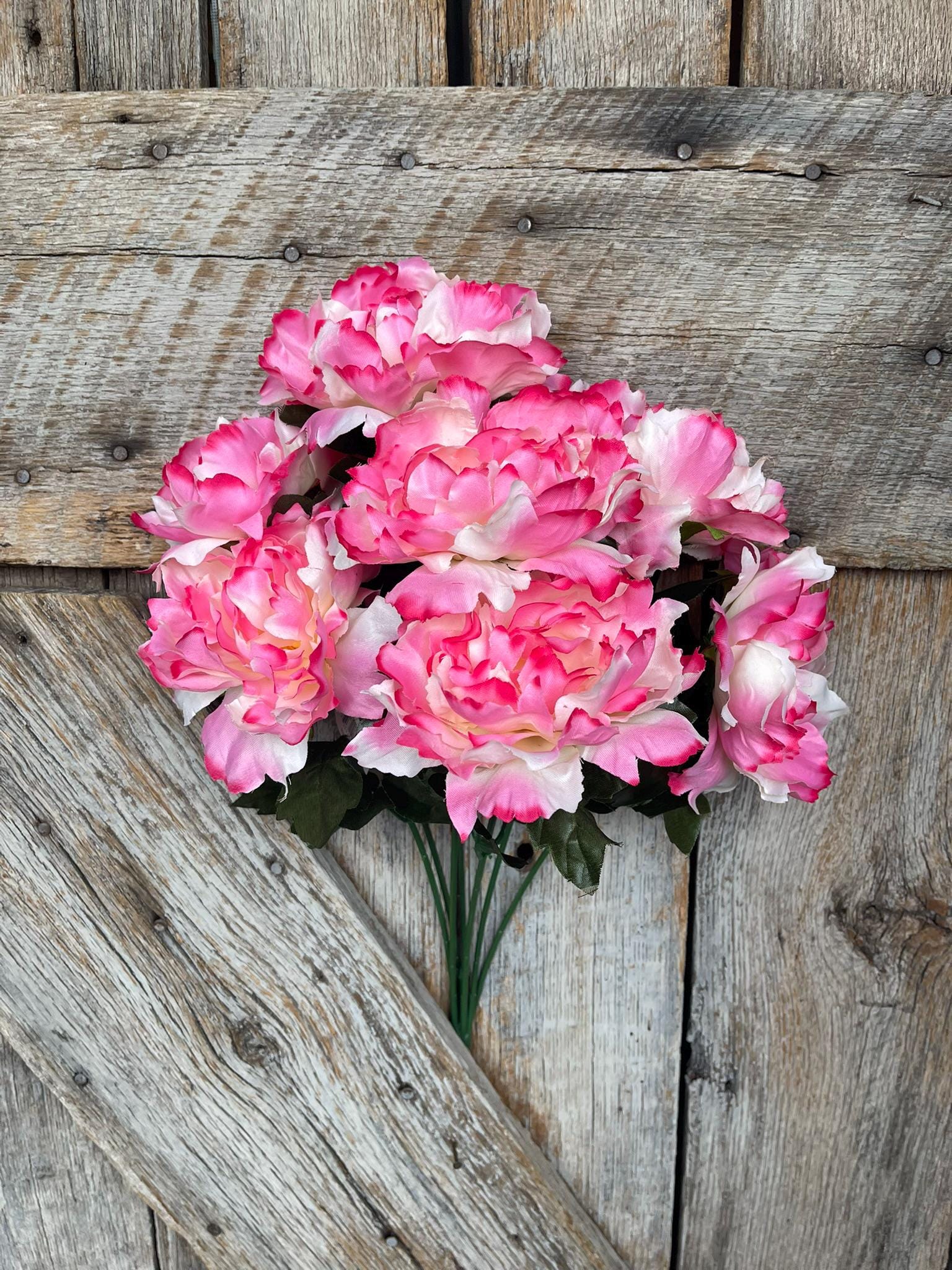 22" Pink Cream Peony Bush, Pink Floral Bush, Artificial Pink Florals