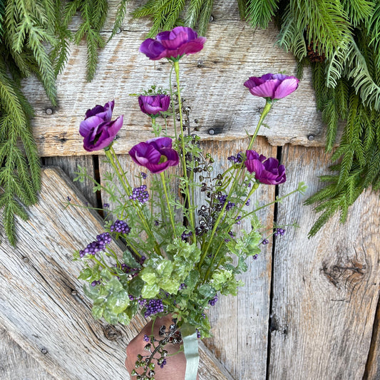 21" Purple Poppy Floral Spray, Violet Purple Floral Spray, Poppy Spray, Purple Artificial Florals, Dark Purple Florals, 63429PU