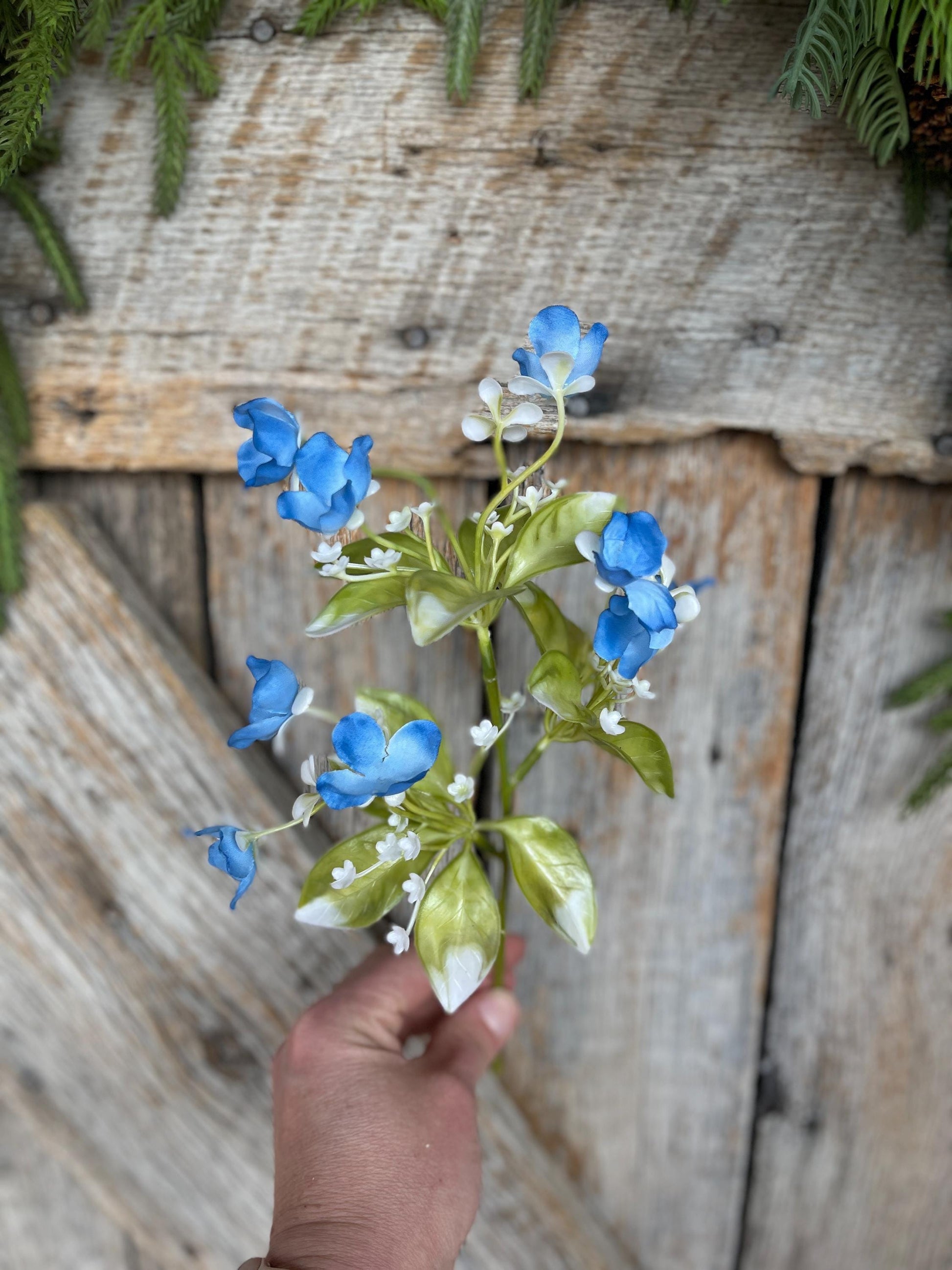 12" Blue Wild Flower Pick, Blue Floral, Artificial floral picks, wreath supply, craft supply, floral supply, 35181BL