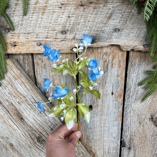 12" Blue Wild Flower Pick, Blue Floral, Artificial floral picks, wreath supply, craft supply, floral supply, 35181BL