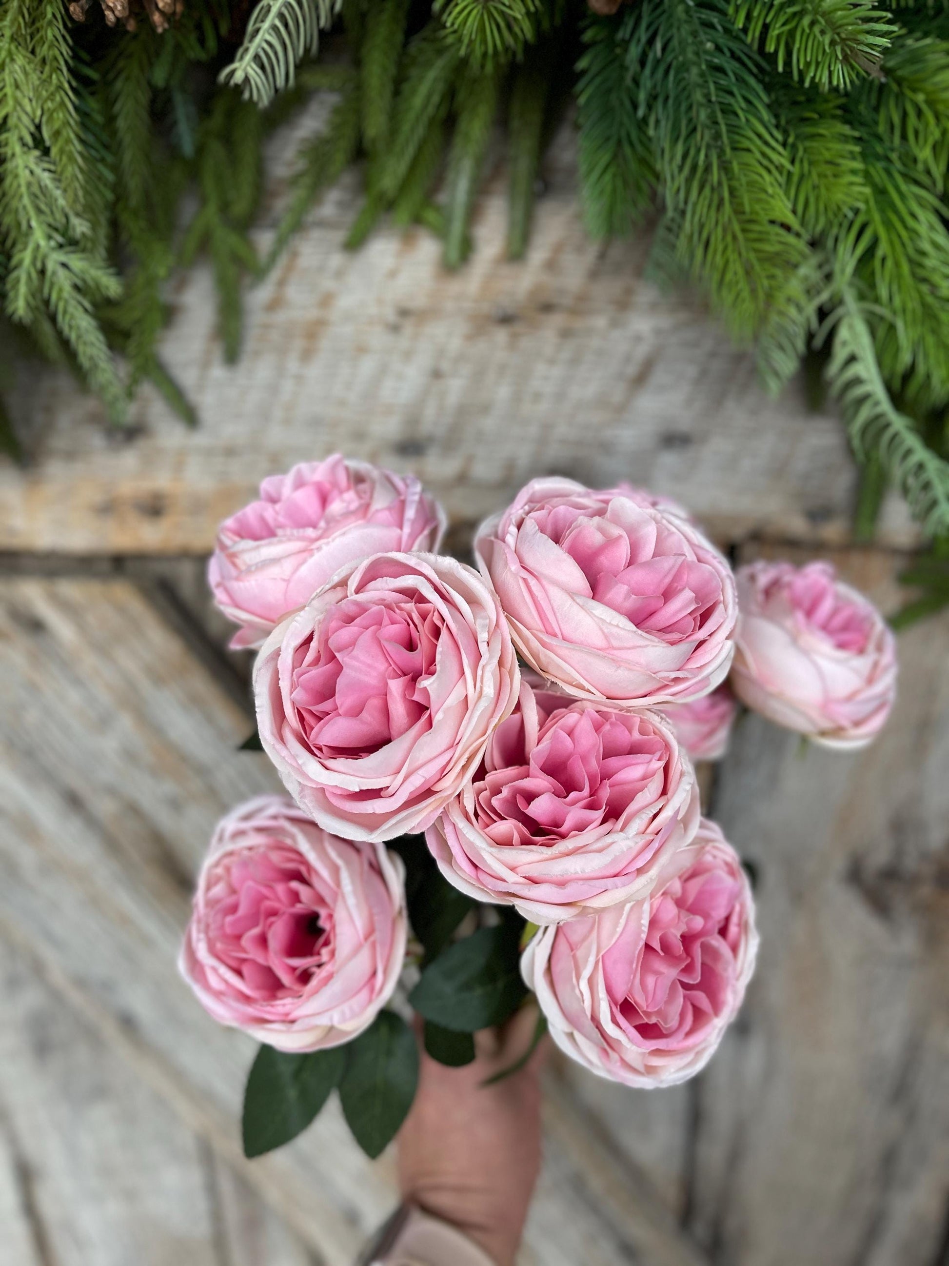 17.5" Pink cabbage rose bush, Pink Rose, Artificial Pink Rose Bush, Pink Roses, Spring Roses, Floral Supply, 35133MV