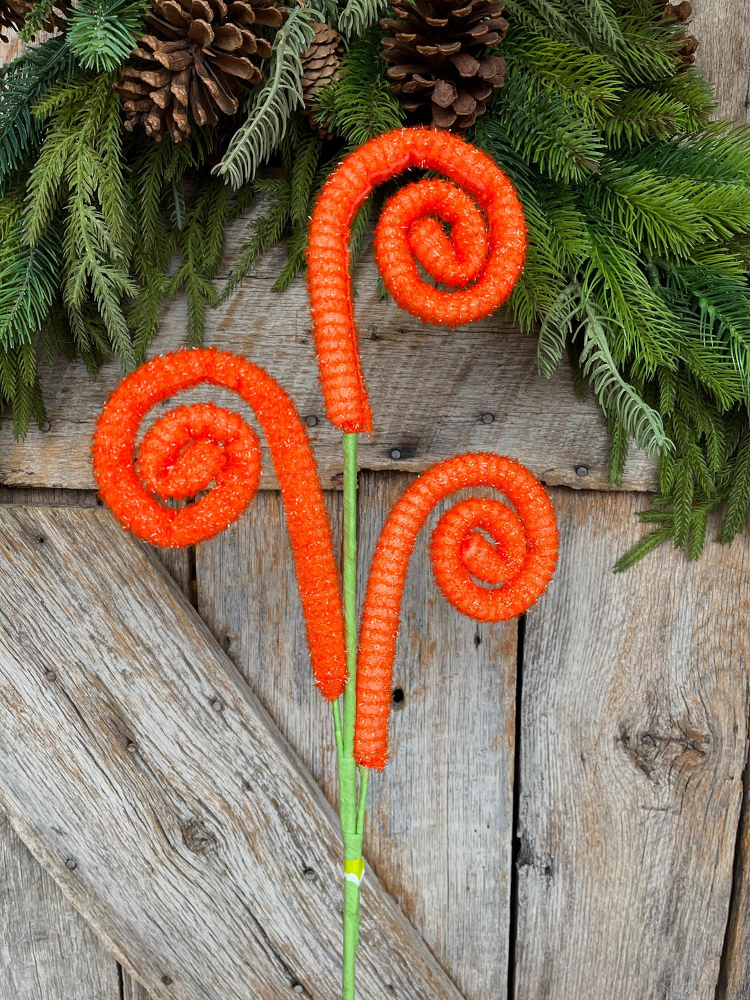 28" Orange Curly Spray, Halloween Spray, Wreath Supply