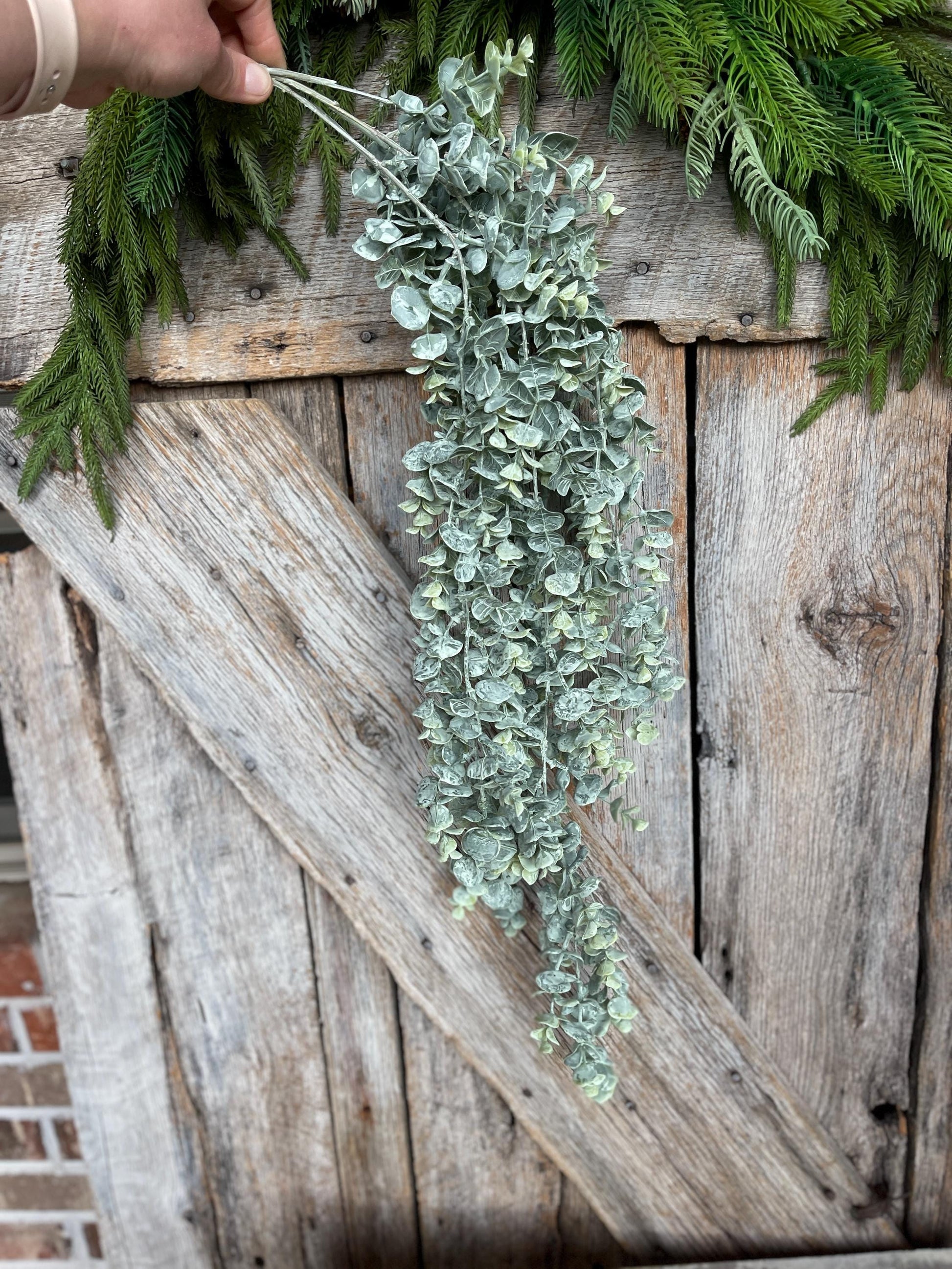 32" Eucalyptus Hanging Bush, Artificial Greenery Bush, Hanging Greenery Bush, Hanging Eucalyptus Bush, 82538-FROSTED, wreath supply, floral
