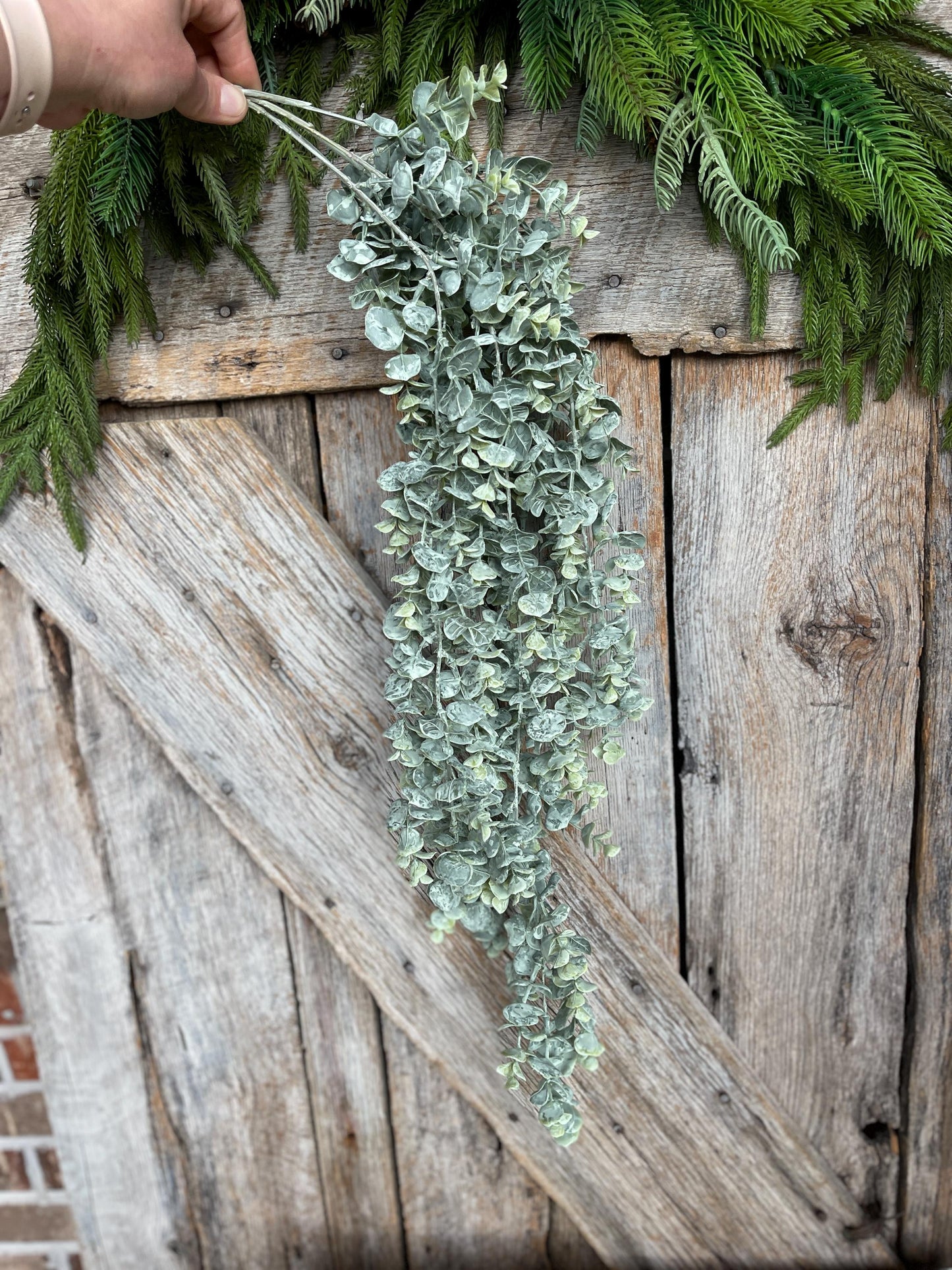 32" Eucalyptus Hanging Bush, Artificial Greenery Bush, Hanging Greenery Bush, Hanging Eucalyptus Bush, 82538-FROSTED, wreath supply, floral
