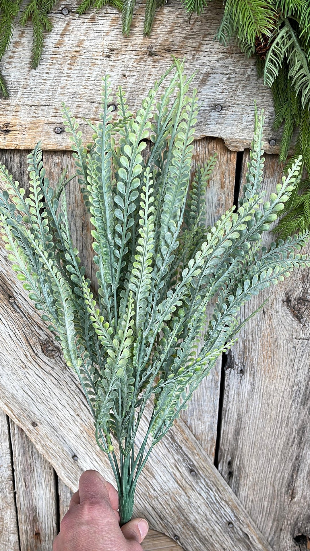 19" Button Fern Greenery Bush, Beaded Leaf Bush