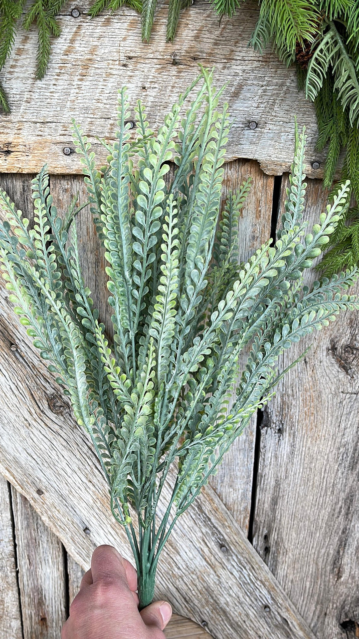 19" Button Fern Greenery Bush, Beaded Leaf Bush