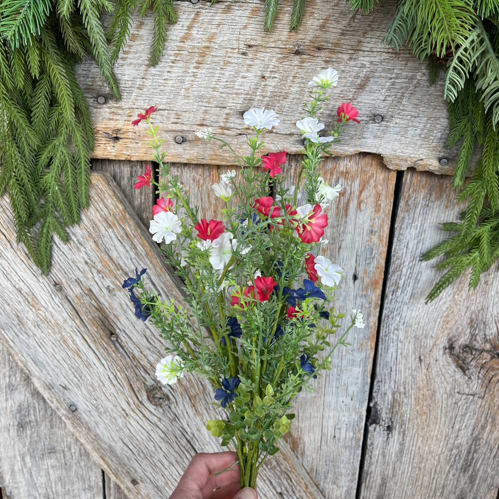 21" Red White Blue Floral Spray, Floral Filler Supply