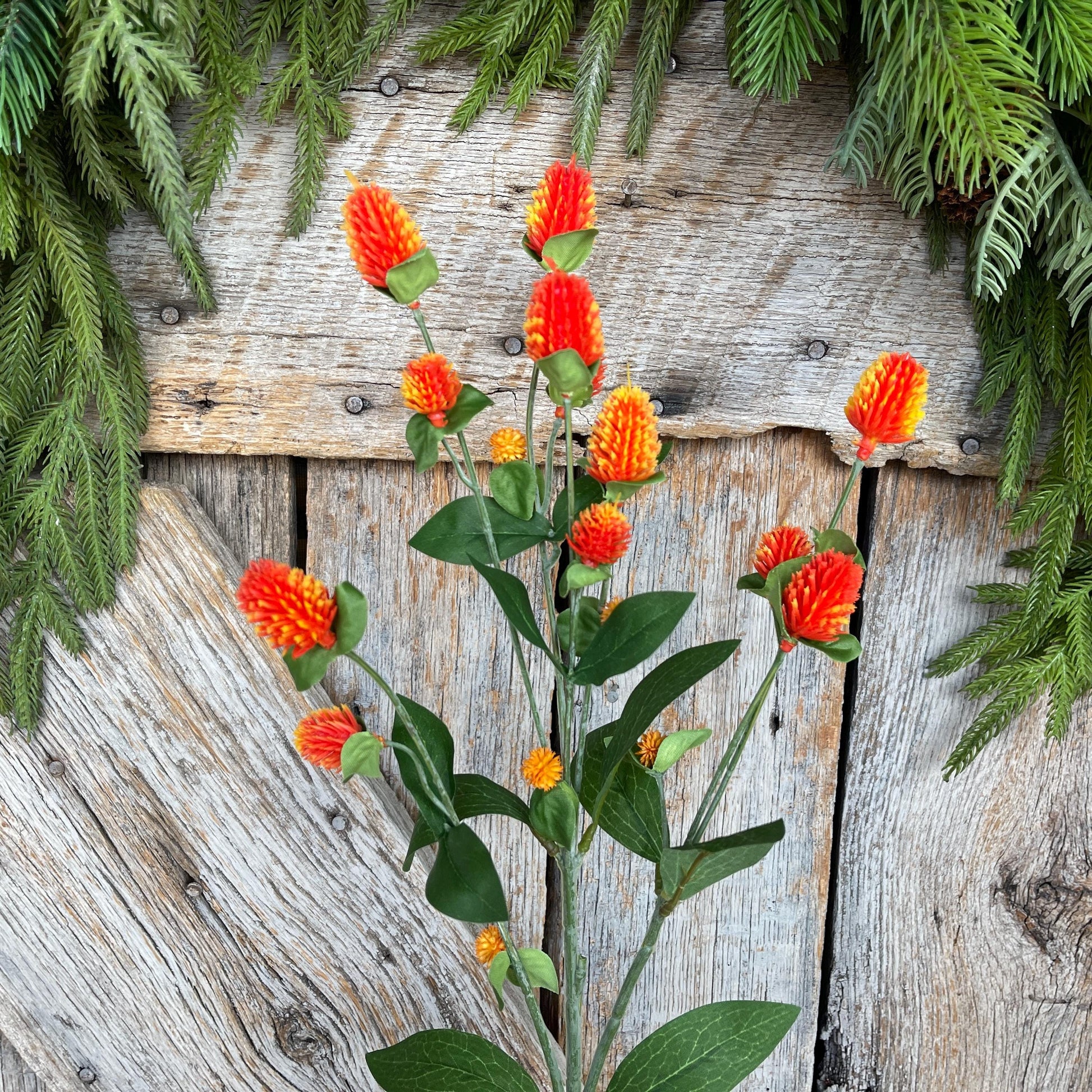 27" Orange Globoso Floral Spray, Orange Floral Spray, Tropical Floral Spray, Wreath Supply, Floral Supply, Craft Supply, 63675OR