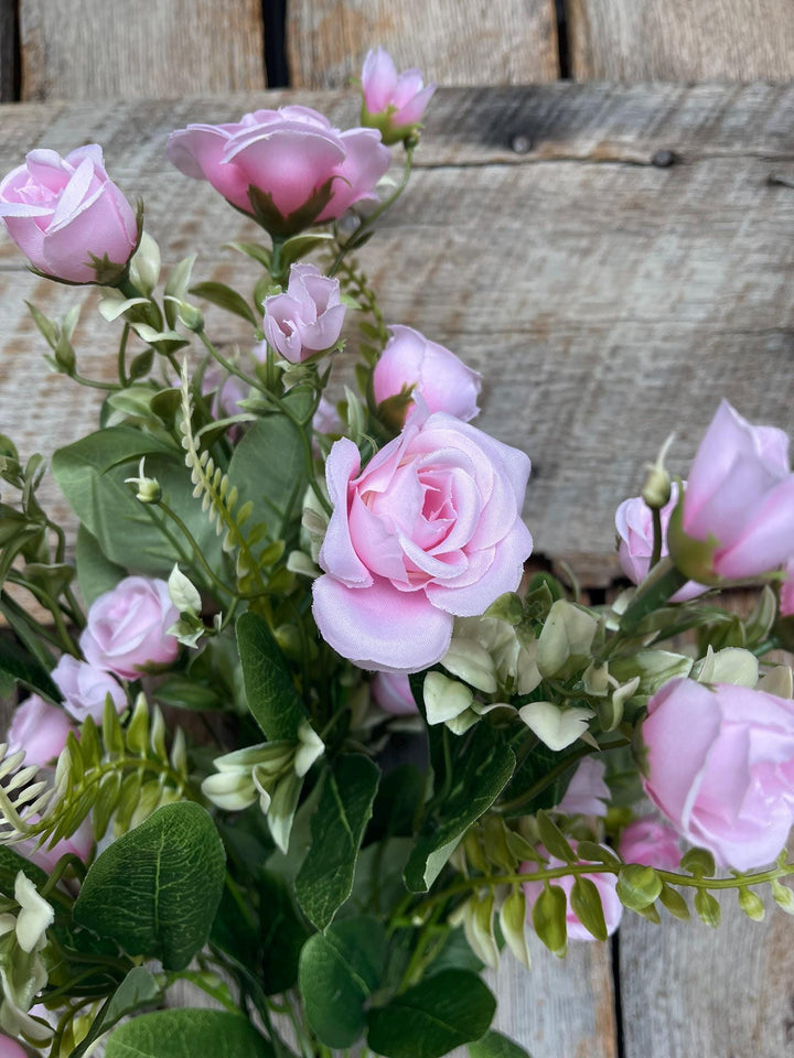 22" Pink Rose Bush, Artificial Rose Bush, Pink Roses