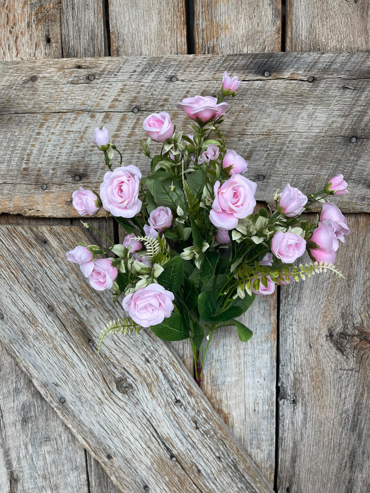 22" Pink Rose Bush, Artificial Rose Bush, Pink Roses, Pink Rose Buds, Wreath Supply, Floral Supply, Pink Roses, Rose Bush