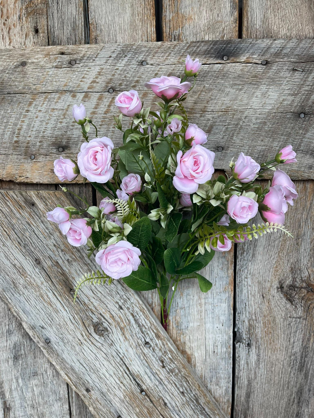 22" Pink Rose Bush, Artificial Rose Bush