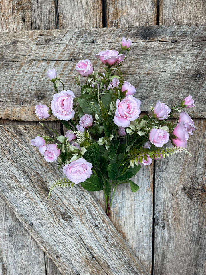 22" Pink Rose Bush, Artificial Rose Bush