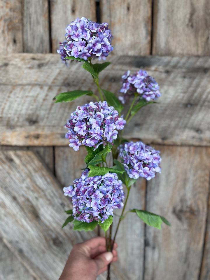 32" Purple Snowball Hydrangea Spray, Artificial Hydrangea Florals, Purple Hydrangea Spray