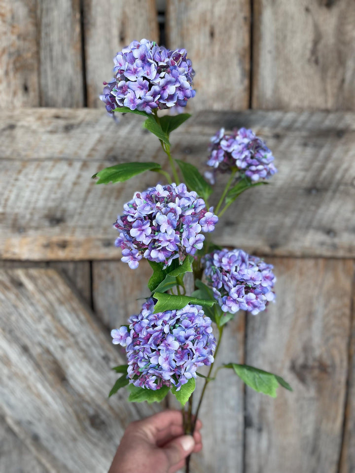 32" Purple Snowball Hydrangea Spray, Artificial Hydrangea Florals