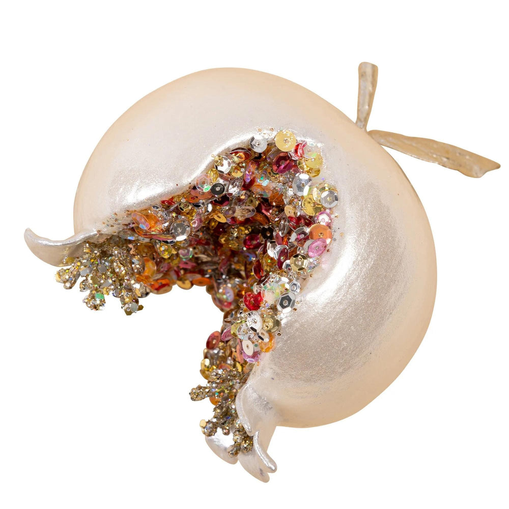 Ivory Pomegranate Ornament, 4" Ivory Pearl Ornament