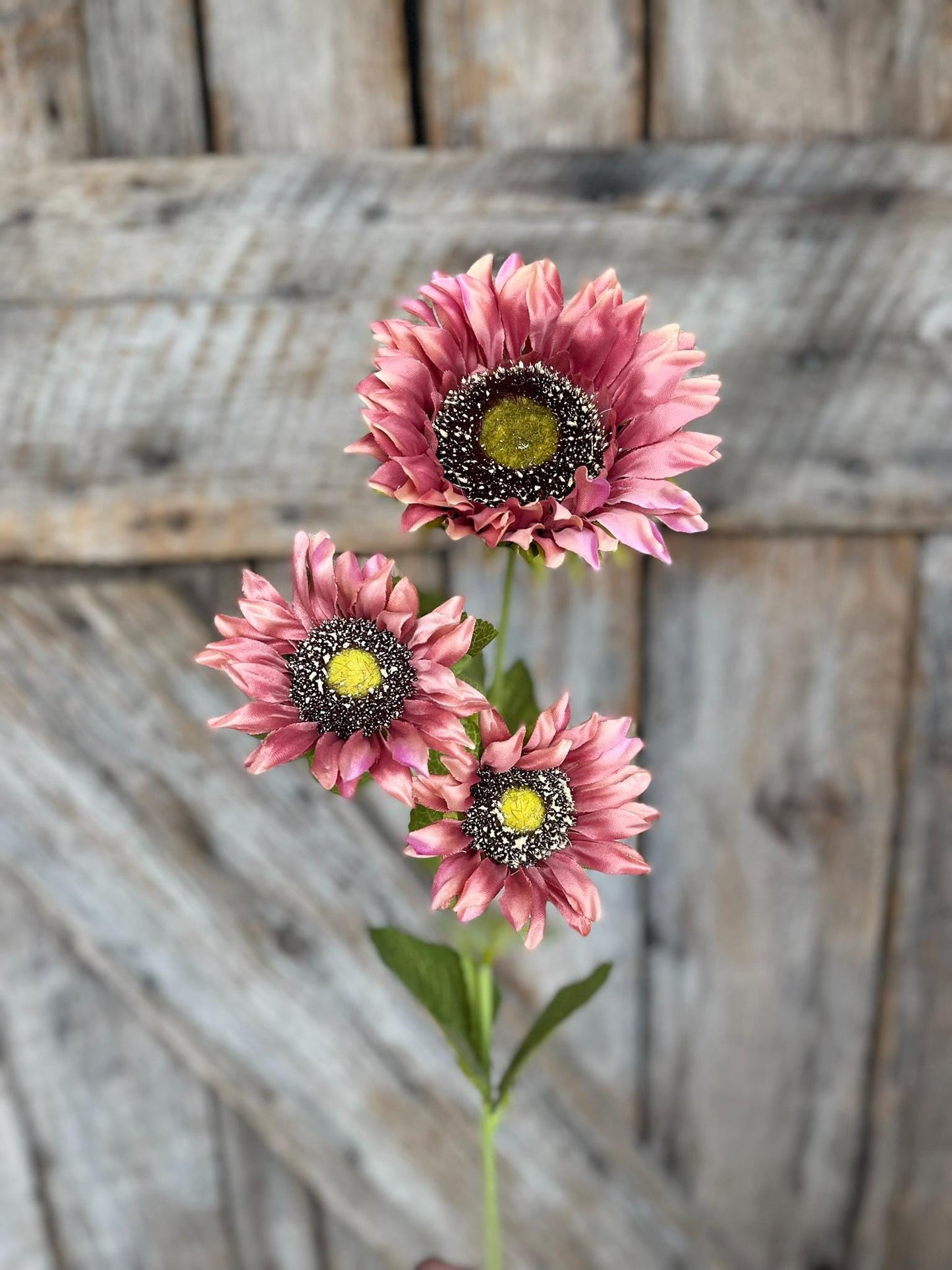 28" Mauve Pink Sunflower Stem, Artificial Sunflower Bush, Pink Sunflowers