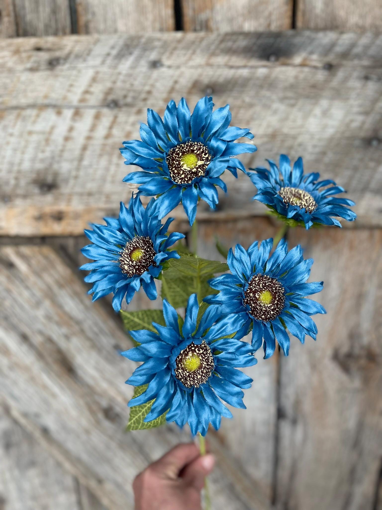 28" Blue Sunflower Stems, Artificial Sunflower Floral Stems, Artificial Sunflowers, Blue Florals, 12405