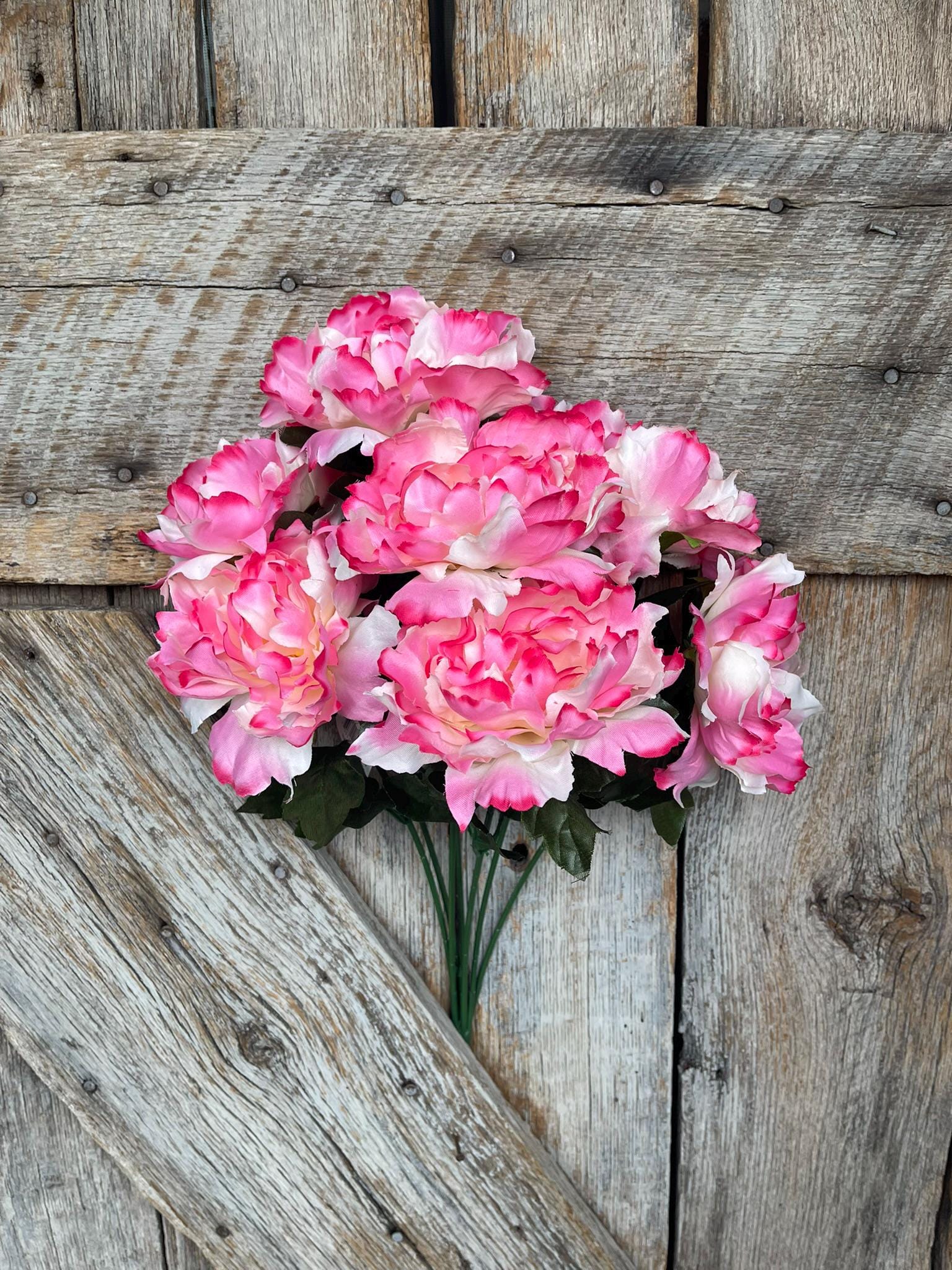 22" Pink Cream Peony Bush, Pink Floral Bush, Artificial Pink Florals