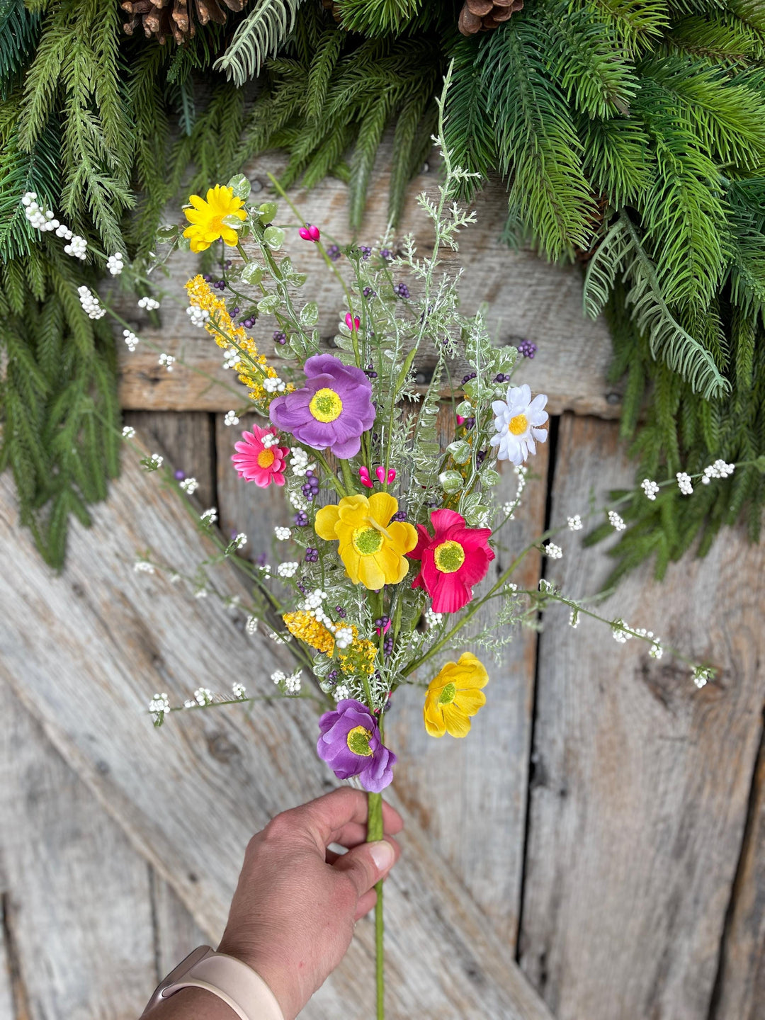 26" Mixed Wild Flower Bush, Floral Filler Spray, Spring Florals