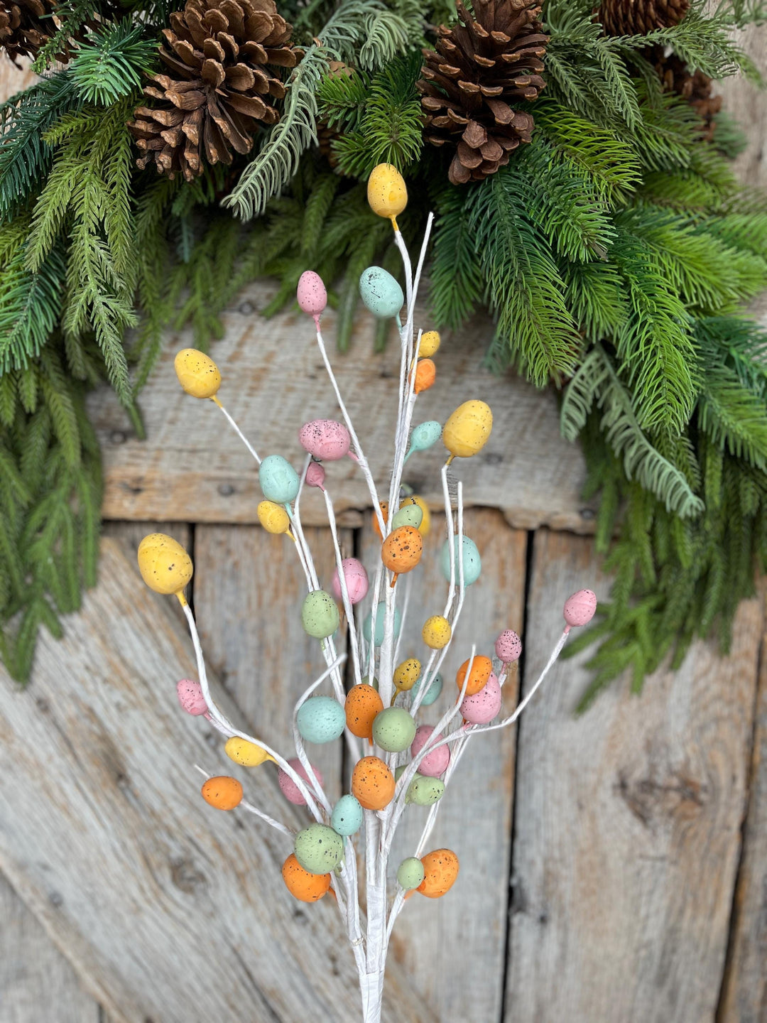 25" Easter Egg Floral Spray, Pastel Egg Pick, Spring Easter Decor