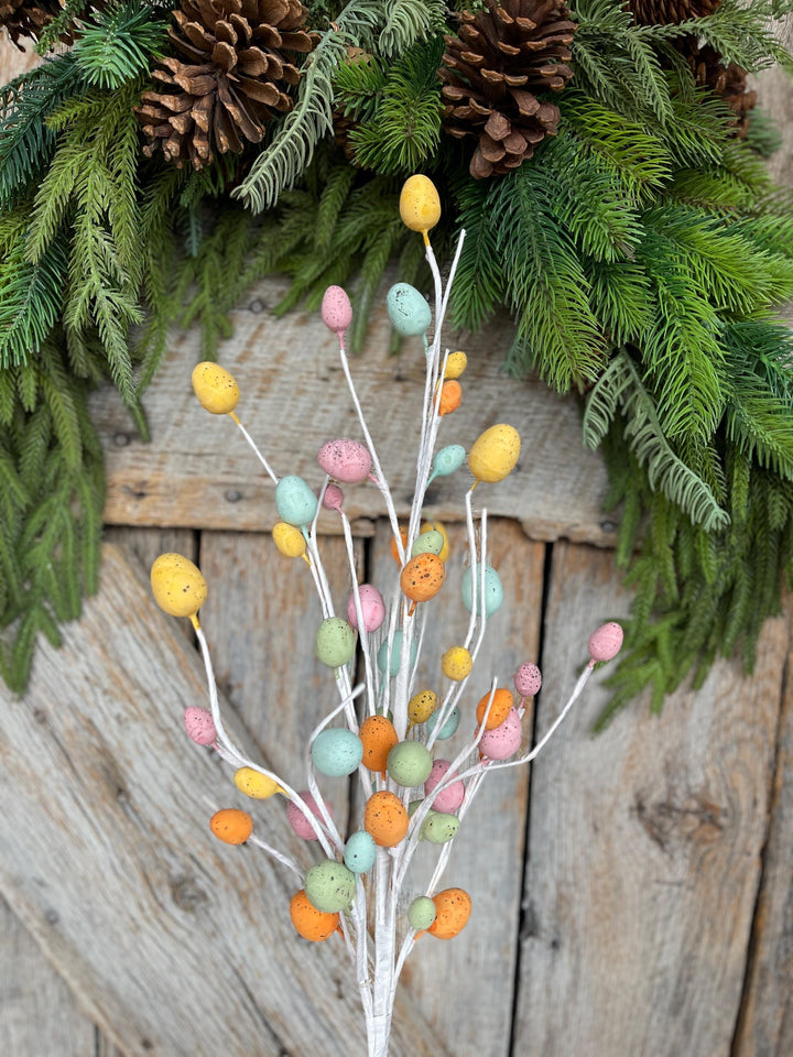25" Easter Egg Floral Spray, Pastel Egg Pick, Spring Easter Decor